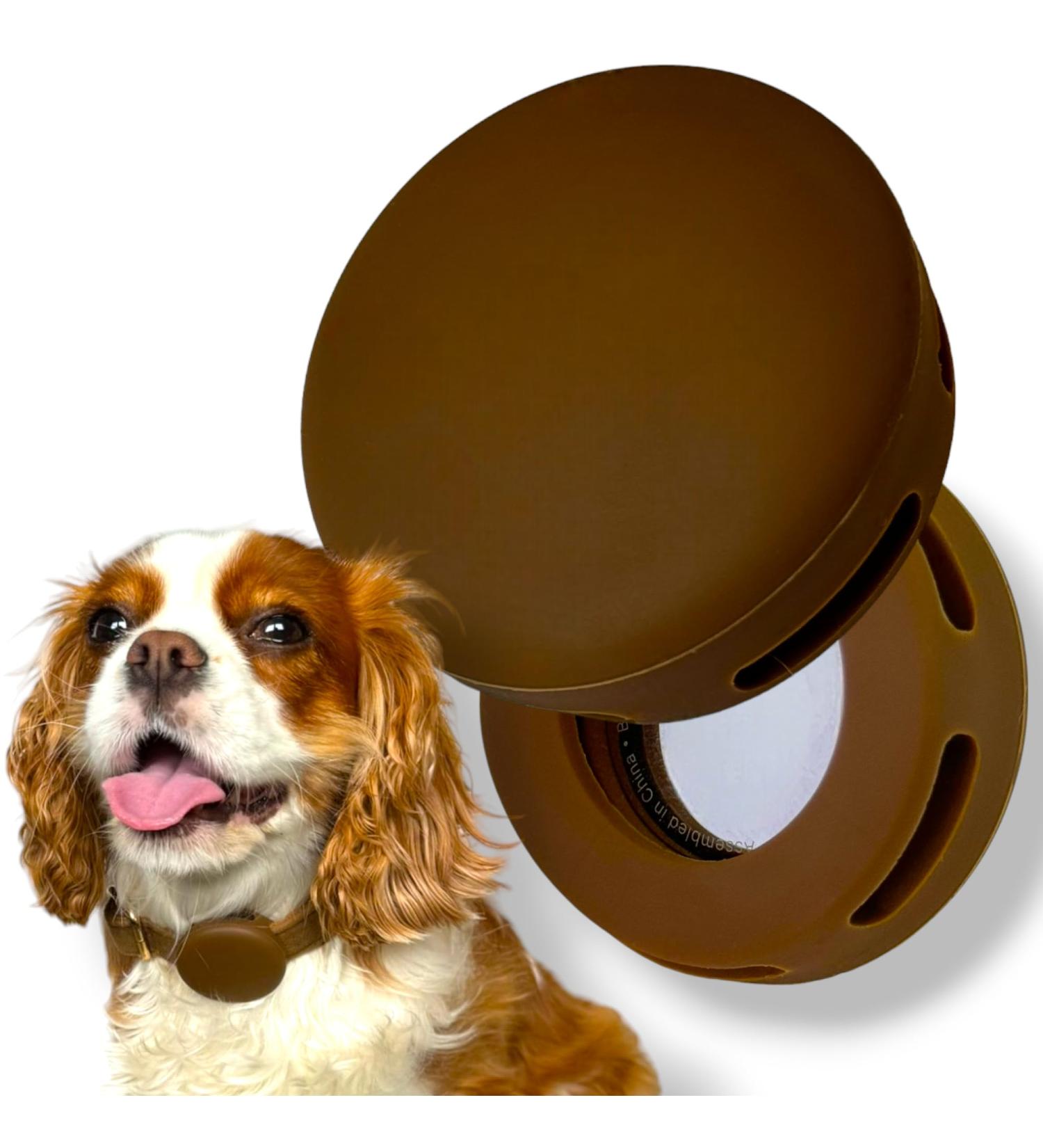 Moosh Silicone Airtag Holder for Dogs & Cats | Stylish Pet Tracker Accessory | Safe Brown Design for Easy Tracking - Buy Online on SooperMarket.com