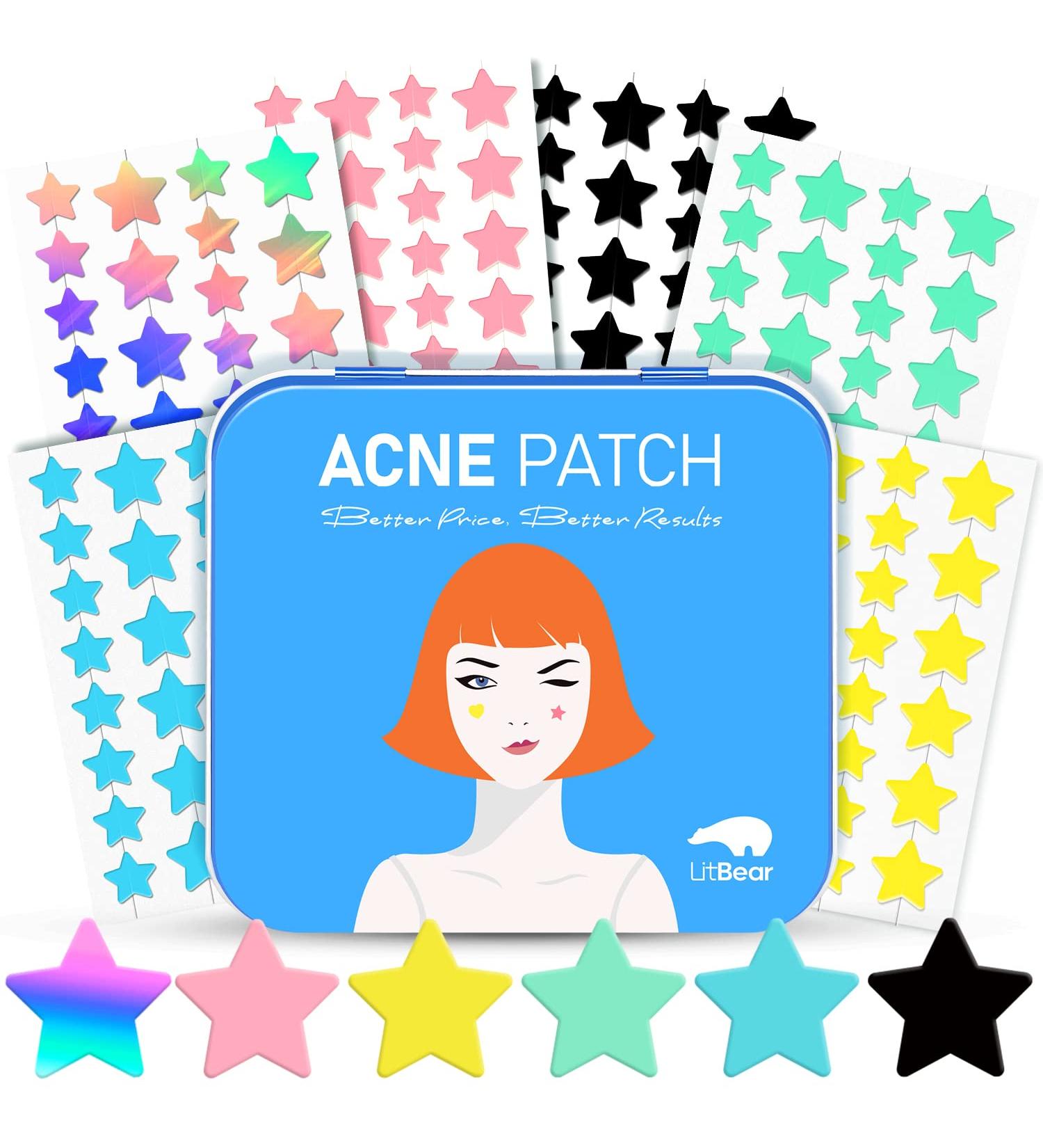 LitBear Acne Pimple Patch 6 Colors 168 Dots Star Pimple Patches with Case Tea Tree Oil & Centella Oil Hydrocolloid Acne Pimple Patches for Face Cute Zit Patches Pimple Stickers Acne Dots - Buy Online on SooperMarket.com