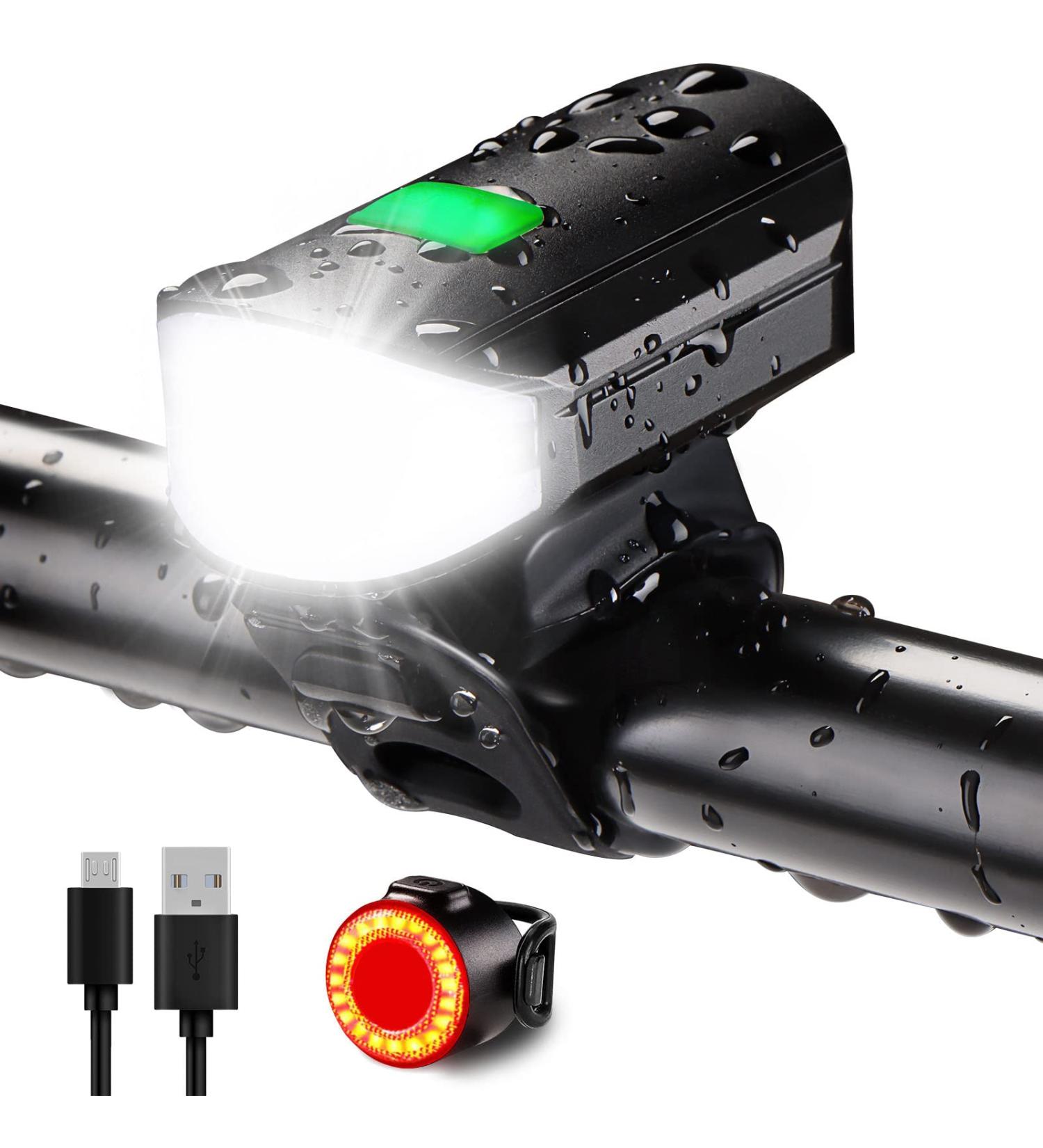 1500LM USB Rechargeable Bike Lights Set | Waterproof, 5 Lighting Modes | Fits Road & Mountain Bicycles | Cool Black - Buy Online on SooperMarket.com