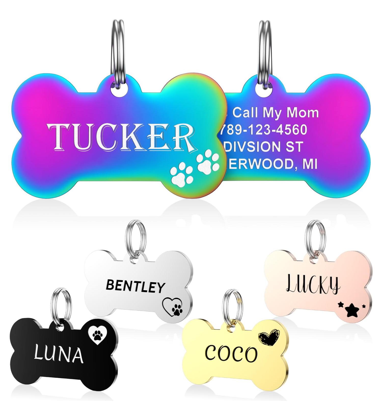Personalized Yehanti Dog Tags - Engraved Stainless Steel Name Tags for Dogs Cats & Puppies | Custom Name Phone & Address Tags - Buy Online on SooperMarket.com