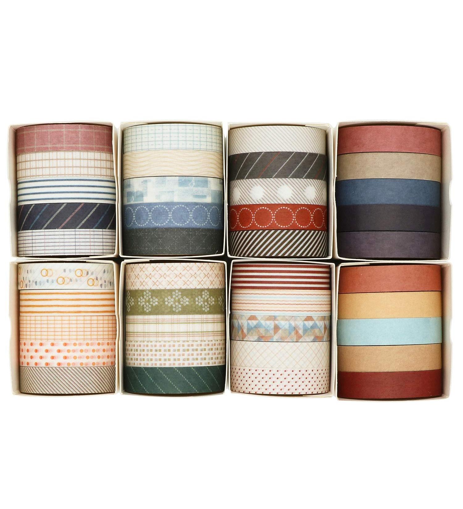 Knaid 40 Rolls Slim Washi Tape Gift Box Set - Decorative Paper Tapes for Scrapbooking & DIY Crafts - 10mm Wide - Ideal for Bullet Journals & Planners (Minimalist Design) - Buy Online on SooperMarket.com