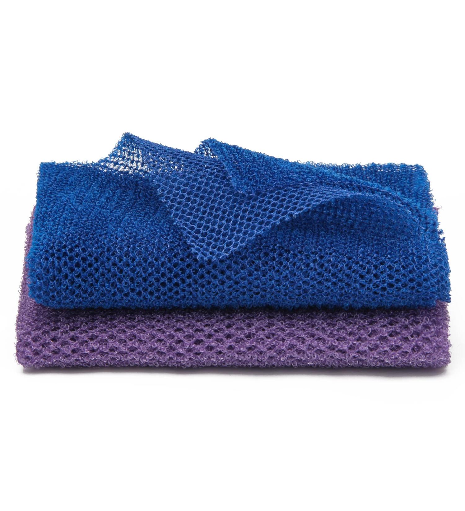 Windspeed 2Pcs African Body Exfoliating Net - Deep Cleaning Bath Sponge for Men and Women - Shower Scrubber - Stocking Stuffer - 80x30cm - Blue + Purple - Buy Online on SooperMarket.com