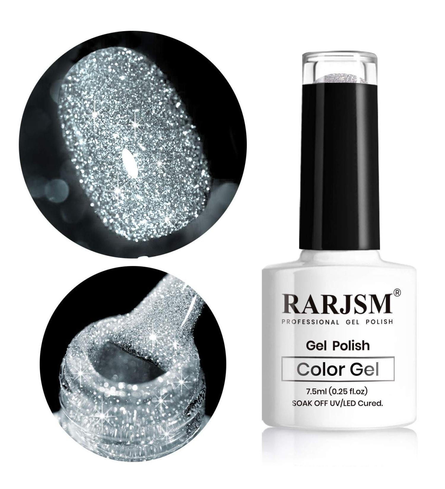 RARJSM Silver Glitter Gel Nail Polish Sparkle Nail Gel Varnish Requires Drying Under UV LED Lamp for Women Spring Summer Nail UV Beauty Art Design Salon DIY Home 1Piece 7.5ML - Buy Online on SooperMarket.com