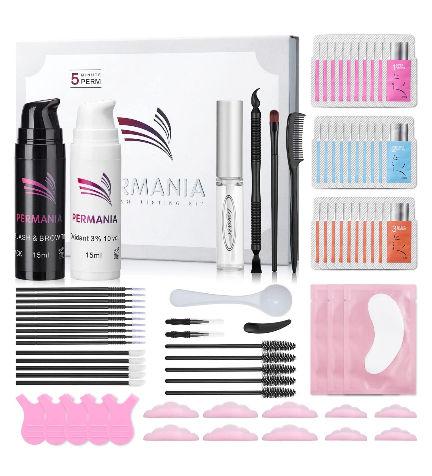 PERMANIA 4-IN-1 Lash Lift & Black Color Kit - Voluminous Eyelash & Brow Lift Set for 8 Weeks - Includes 50PCS Tool Set - Buy Online on SooperMarket.com