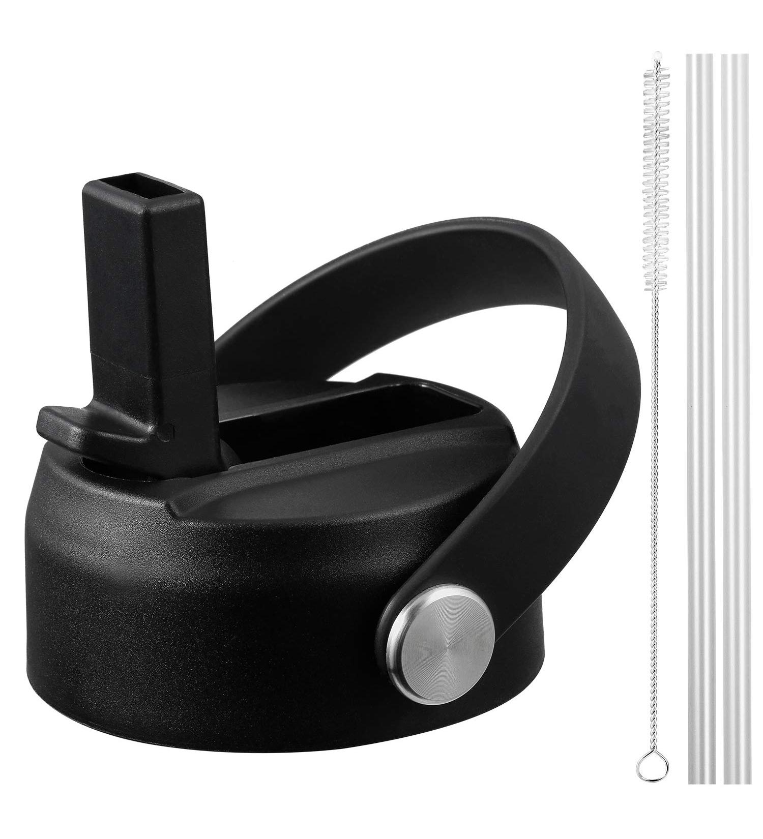 KMN Straw Lid for Hydro Flask Wide Mouth - Flex Straw Lid with Handle and Straw - Black - Buy Online on SooperMarket.com