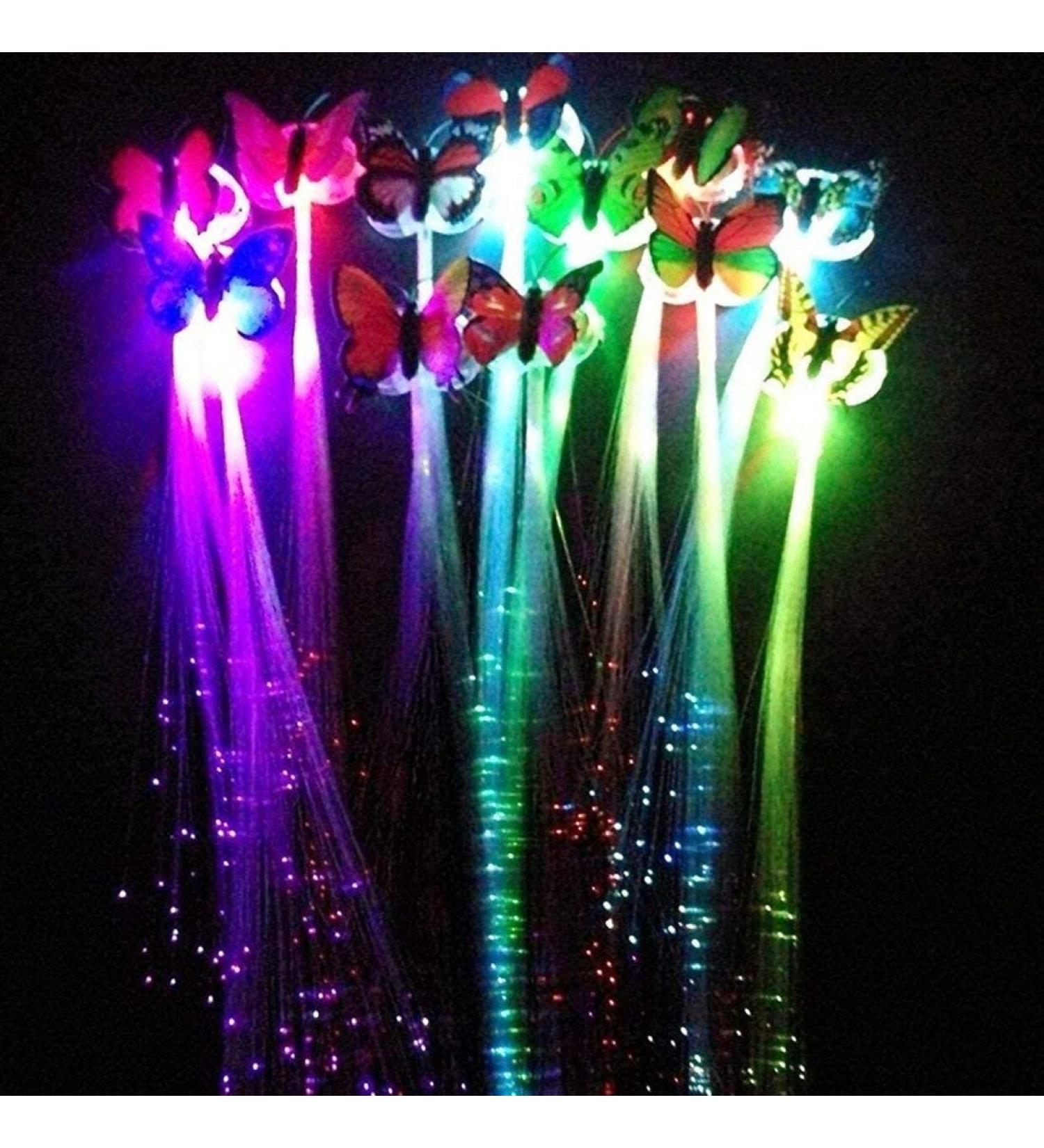 12pcs LED Light Fiber Optic Butterfly Hair Clips for Girls & Women - Party Favors in Assorted Colors - Buy Online on SooperMarket.com
