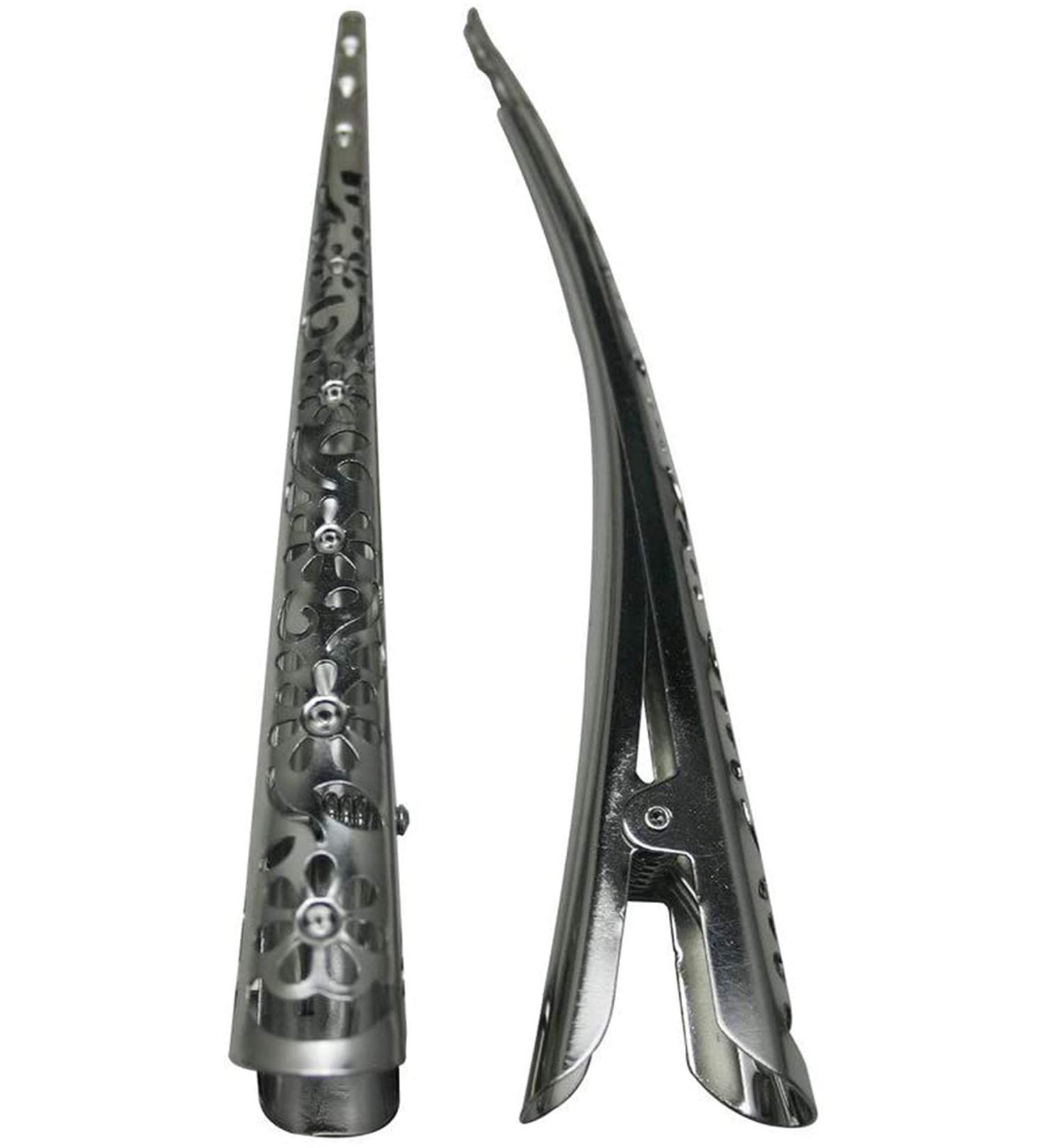 Silver Flower-Shaped Duck Bill Clips (Pack of 4) - Large Size 5.1 Length - Teeth-Free Design - Buy Online on SooperMarket.com