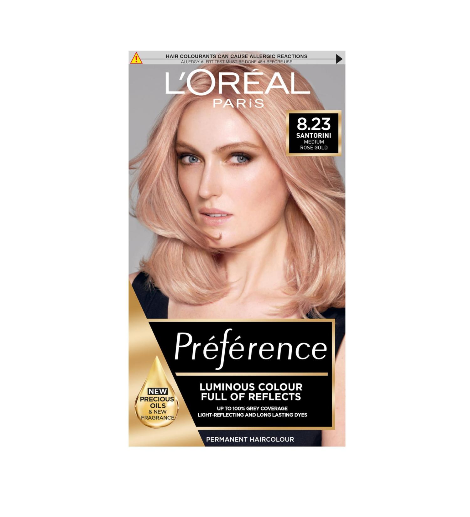L'Oreal Paris Preference 8.23 Santorini Hair Dye - Long-Lasting Luminous Permanent Hair Color - Buy Online on SooperMarket.com