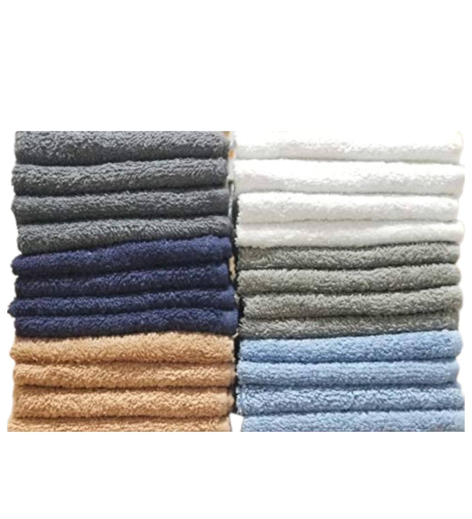 24 Pack Multicolour Washcloths - Extra-Absorbent Flannel Face Cloths for Bathroom, Spa, Gym - 100% Cotton - 12x12 inches - Buy Online on SooperMarket.com