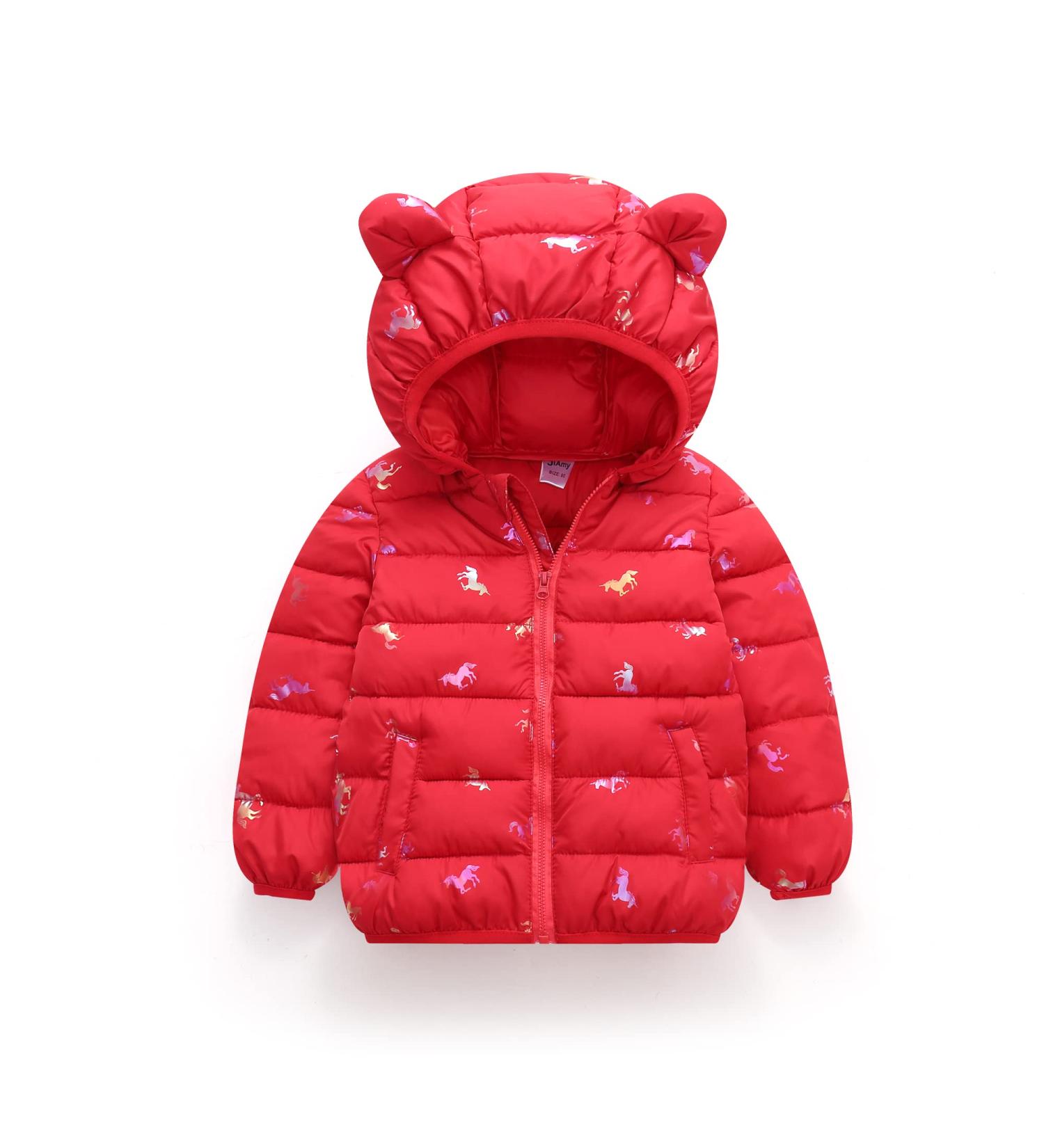 Winter Hooded Puffer Coat for Kids | Waterproof & Lightweight Toddler Jacket, Red, 3-4 Years - Buy Online on SooperMarket.com