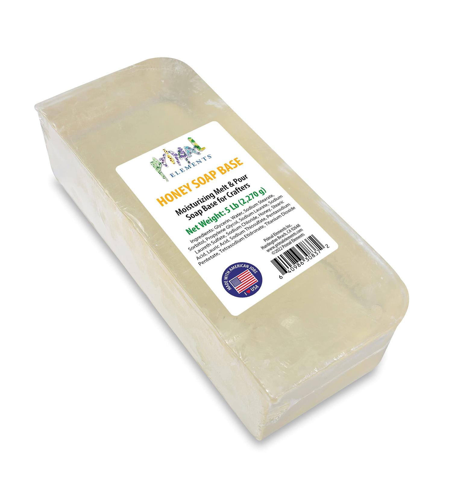 Honey Soap Base - 5 lb Moisturizing Melt and Pour Glycerin Base for Crafting - Vegan & Cruelty-Free - Unscented - Easy to Cut - Buy Online on SooperMarket.com
