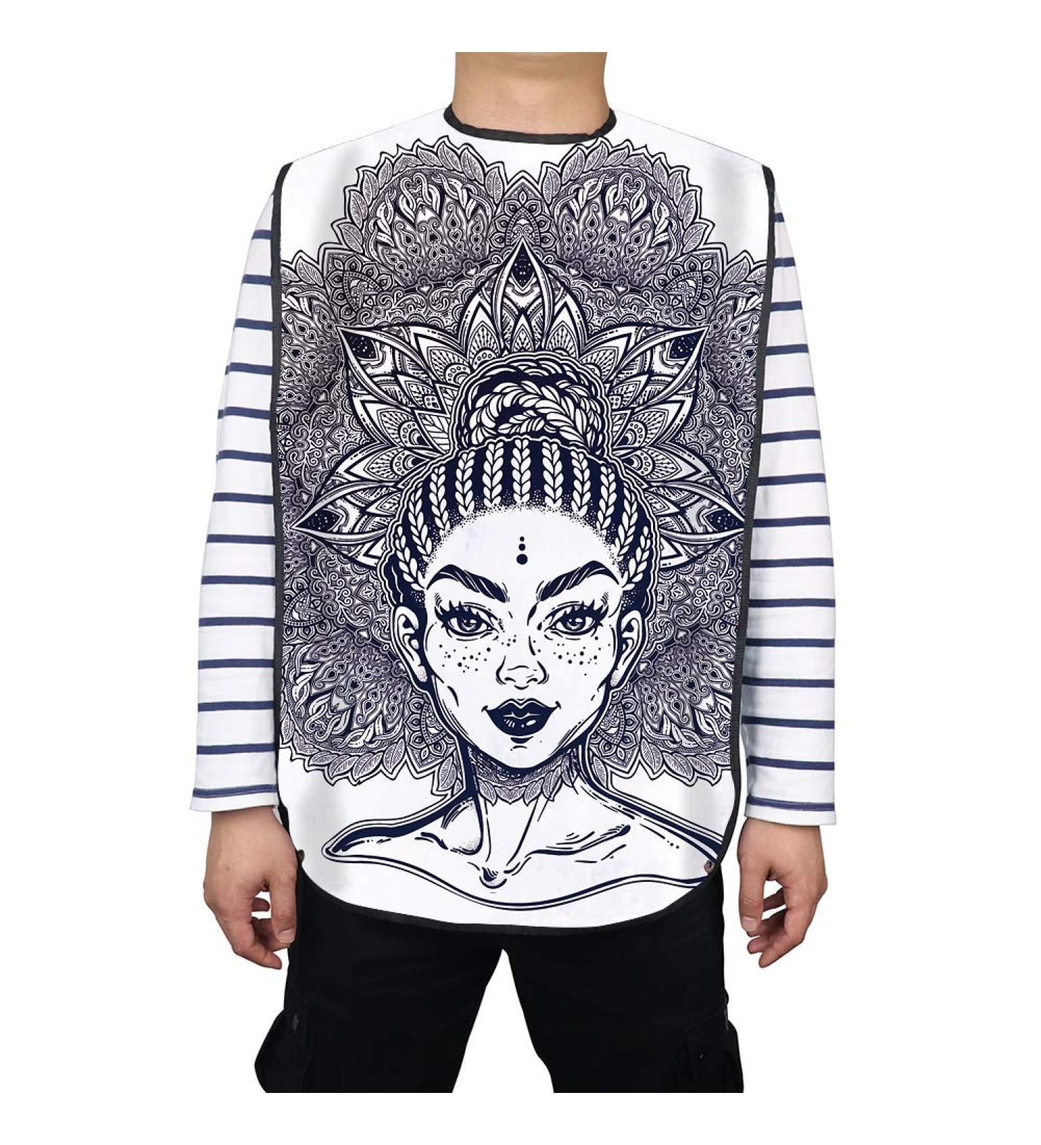 FUSHIDA Adult Bib Water Resistant PVC Bibs on Dinner Table Elegant Printing Cotton Cloth Cover for Men & Women Eating Adjustable Strap Bibs with Beauty Girl Pattern(FYH653-CA) - Buy Online on SooperMarket.com