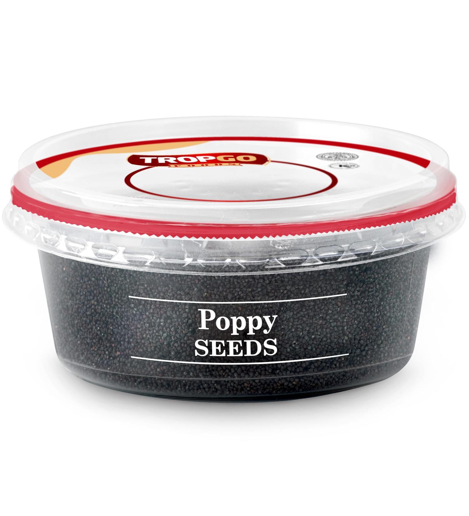 Tropgo Poppy Seeds 200g - Gluten Free Poppy Seeds in Resealable and Recyclable Tub - Non-GMO Poppy Seeds for Eating - Enhance Baking and Cooking - Buy Online on SooperMarket.com