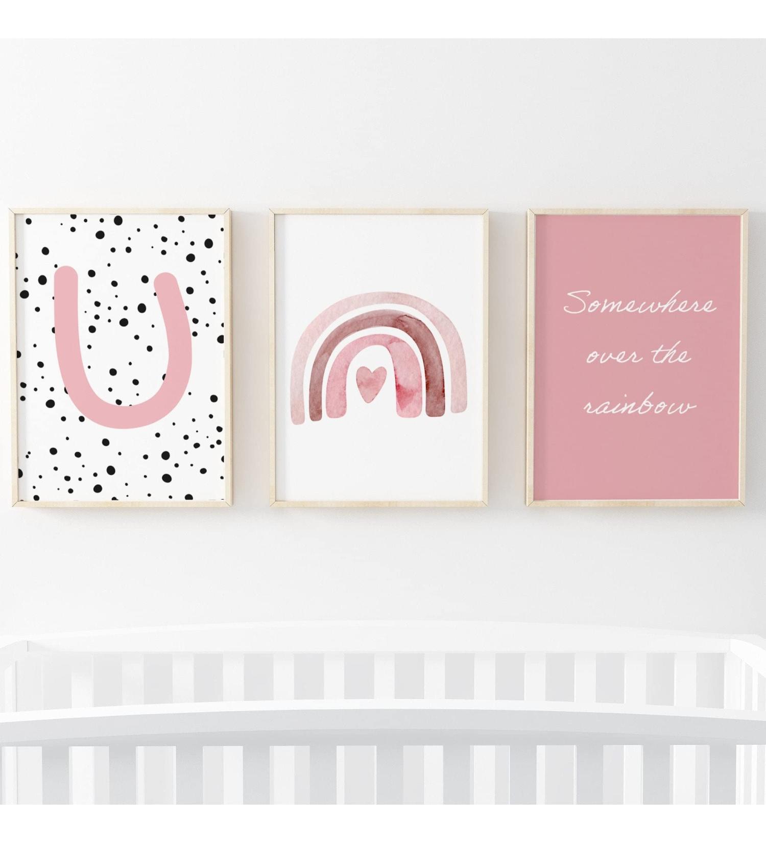 Pompom Prints Set of 3 | Rainbow Nursery Decor | Scandi Boho Style | Girls Bedroom Prints | Playroom Wall Art | 5x7 Inch U - Buy Online on SooperMarket.com