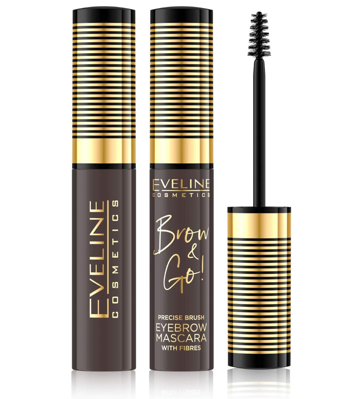 Eveline eyebrow mascara Brow&Go with thickening fibers precision brush for exact eye make-up 1 x 10 ml No. 02 Dark