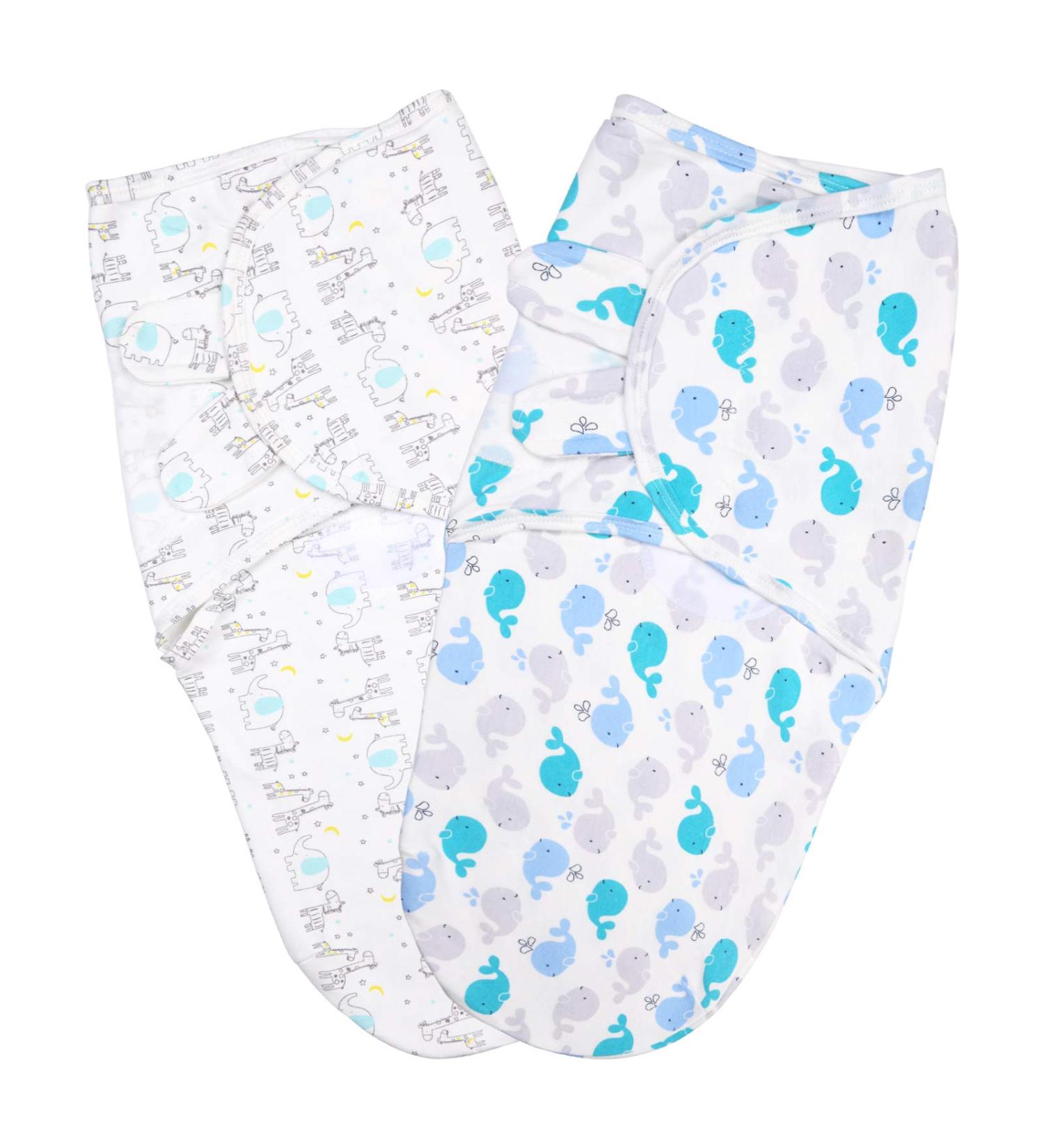 Vicloon Baby Swaddle Wrap Set - Organic Cotton Blanket for Newborns 0-3 Months (7-14lbs) - Blue (2 pcs) - Buy Online on SooperMarket.com