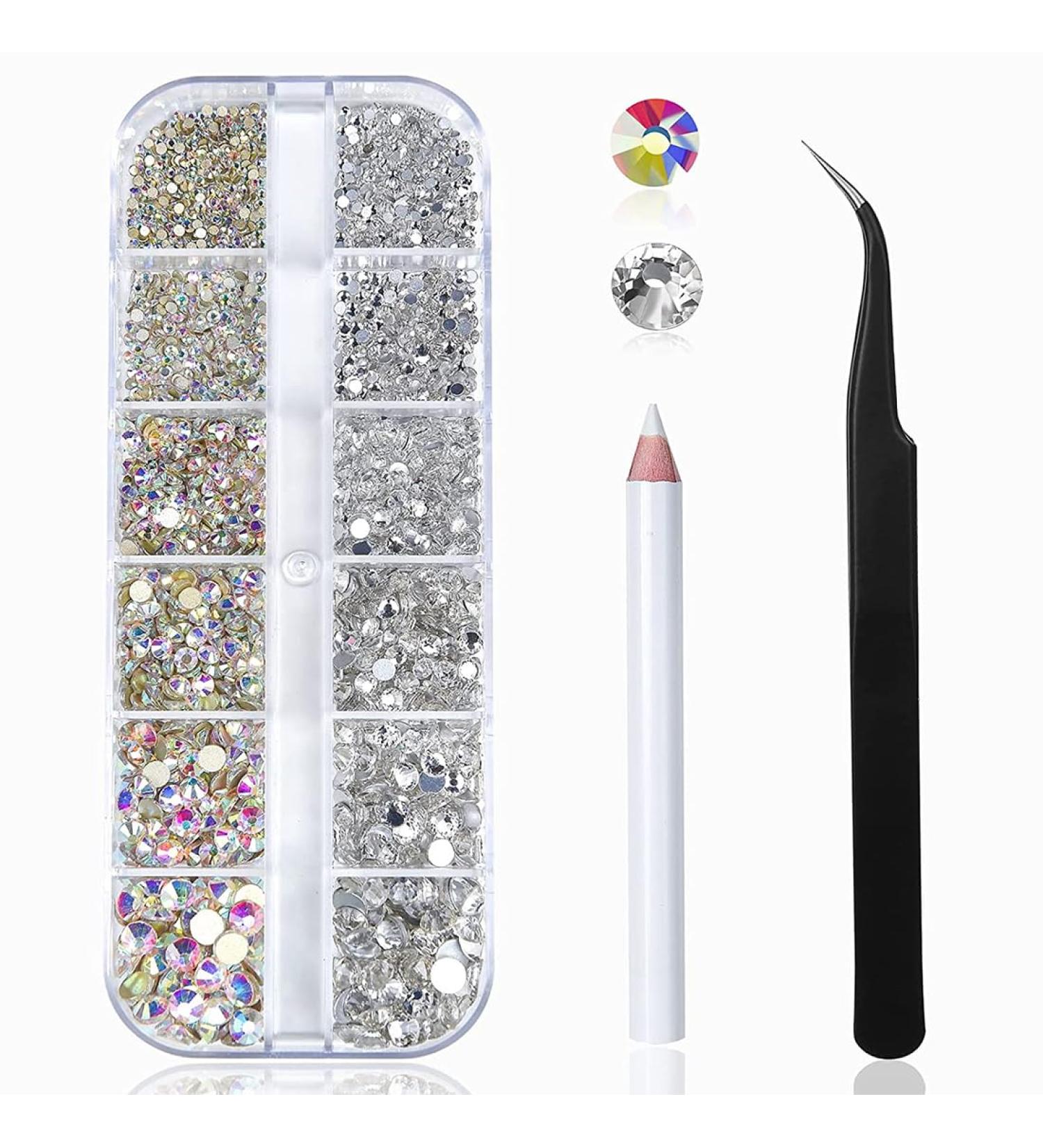 CUHZA 1440 Pieces Round Glass Rhinestones Crystal Gems 6 Sizes Round Crystal Gems Clear Rhinestones with Tweezers and Boxes for Decorating All Types of Crafts - Buy Online on SooperMarket.com