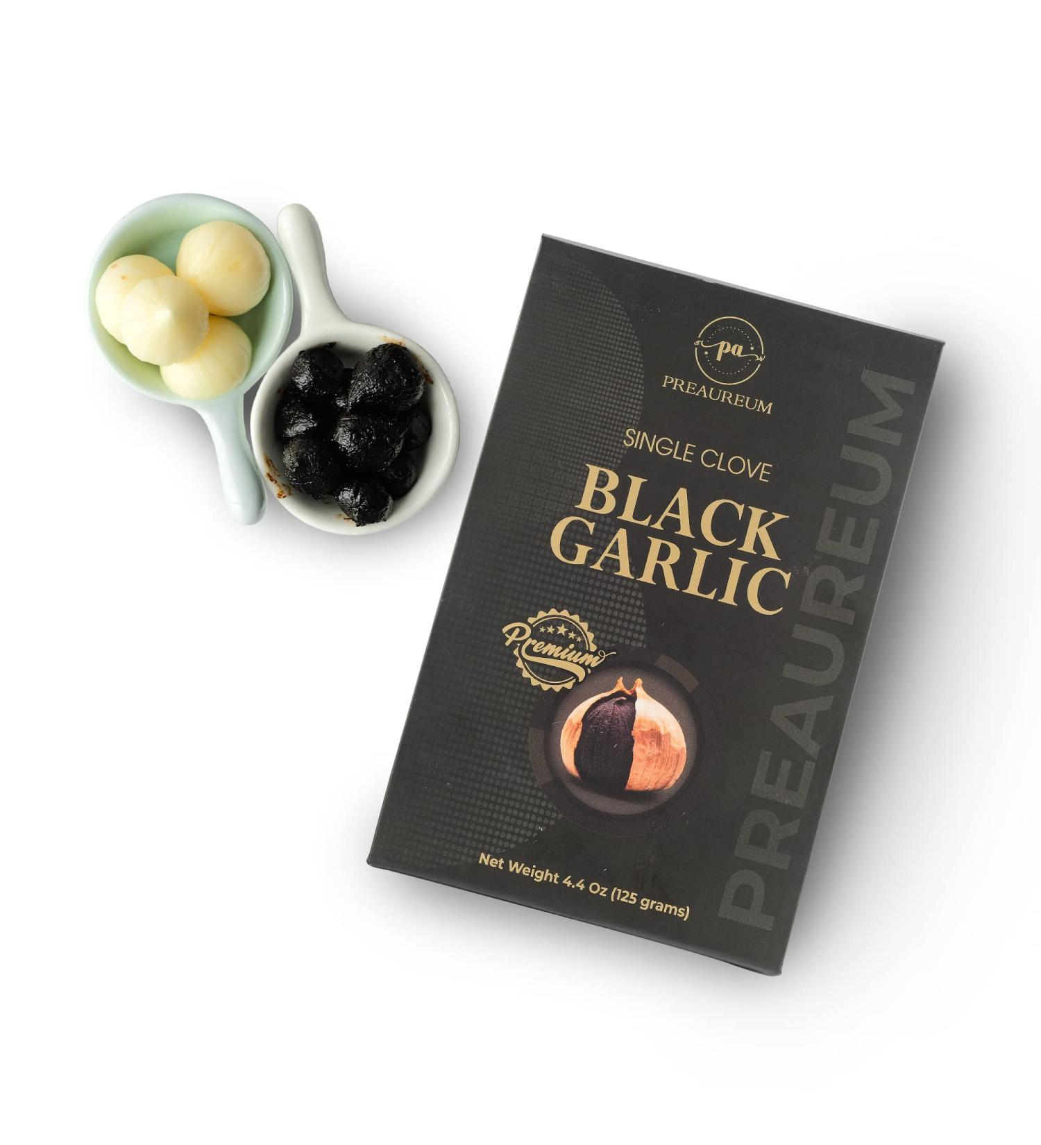 PreAureum Black Garlic: Fermented & Peeled Single Clove, 125g - Immune Support & Snacks - Buy Online on SooperMarket.com