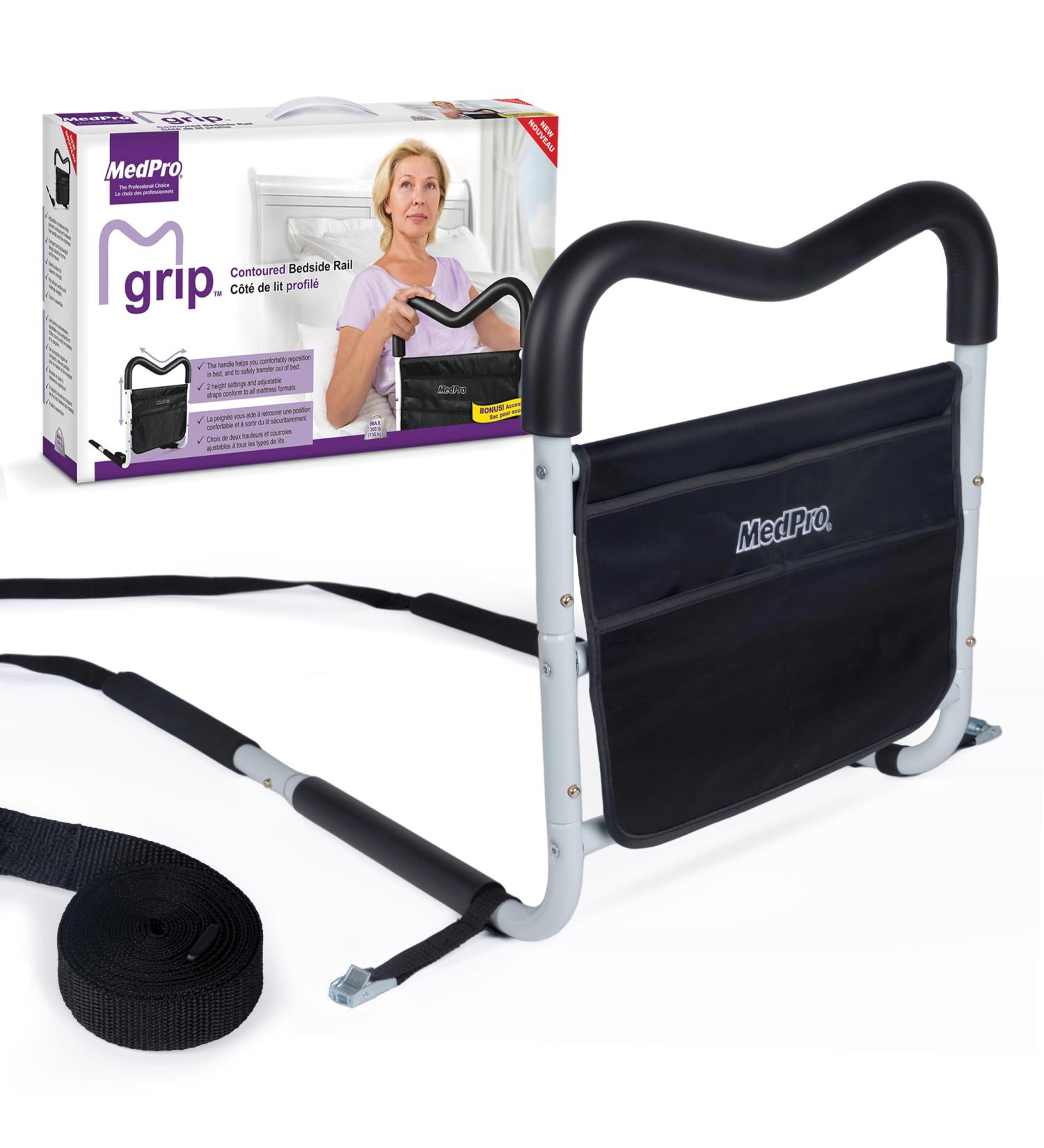 MGrip Adjustable Contoured Bed Rail with Multiple Gripping Positions Black/White - Buy Online on SooperMarket.com
