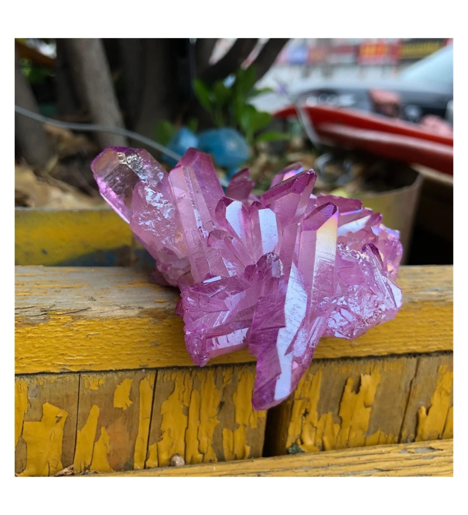 Natural Crystal Rough 85g Bonito roxo chama Aura Cristal de quartzo Cluster Specimen - Buy Online on SooperMarket.com