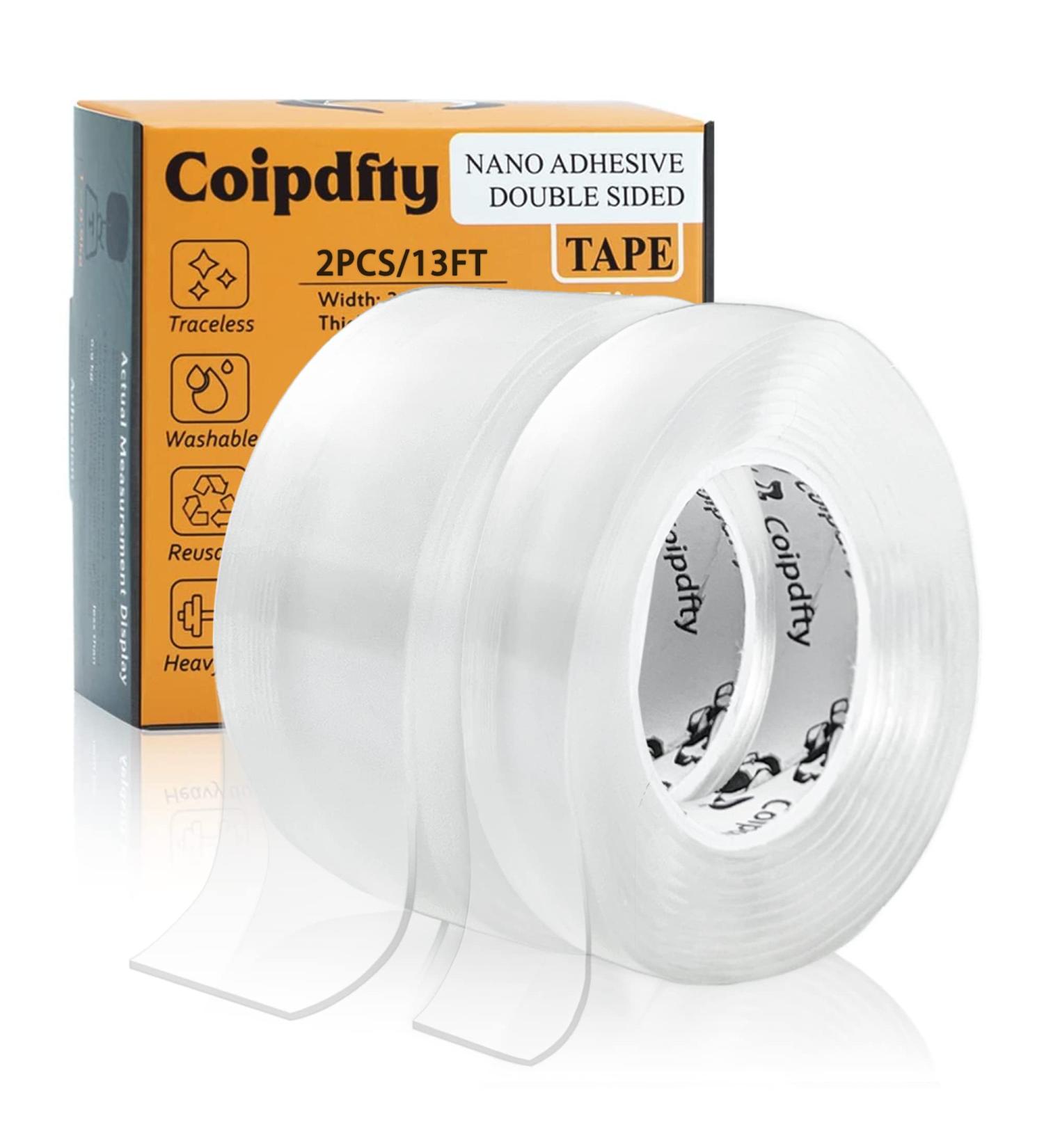 Double Sided Tape Heavy Duty Removable Mounting Tape Picture Hanging Strips Poster Tape for Walls Adhesive Transparent Tape for Carpet Rug Household O2Rolls(1.18inx6.5ft+0.39inx6.5ft) - Buy Online on SooperMarket.com
