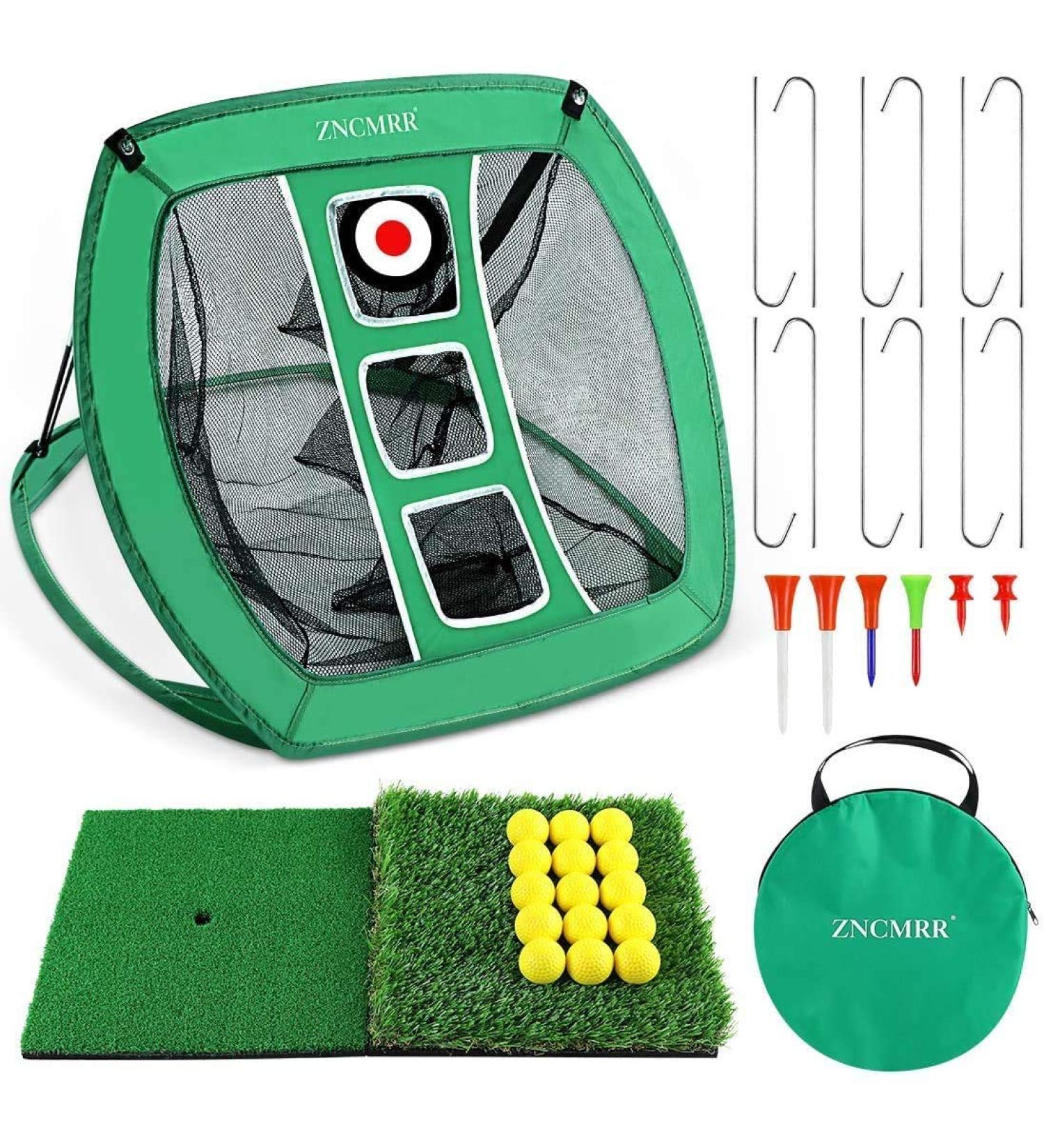 Pop Up Golf Chipping Net with 15 Training Balls and 2 Hitting Mats - Indoor/Outdoor Collapsible Portable Golfing Target for Backyard Driving and Swing - Buy Online on SooperMarket.com
