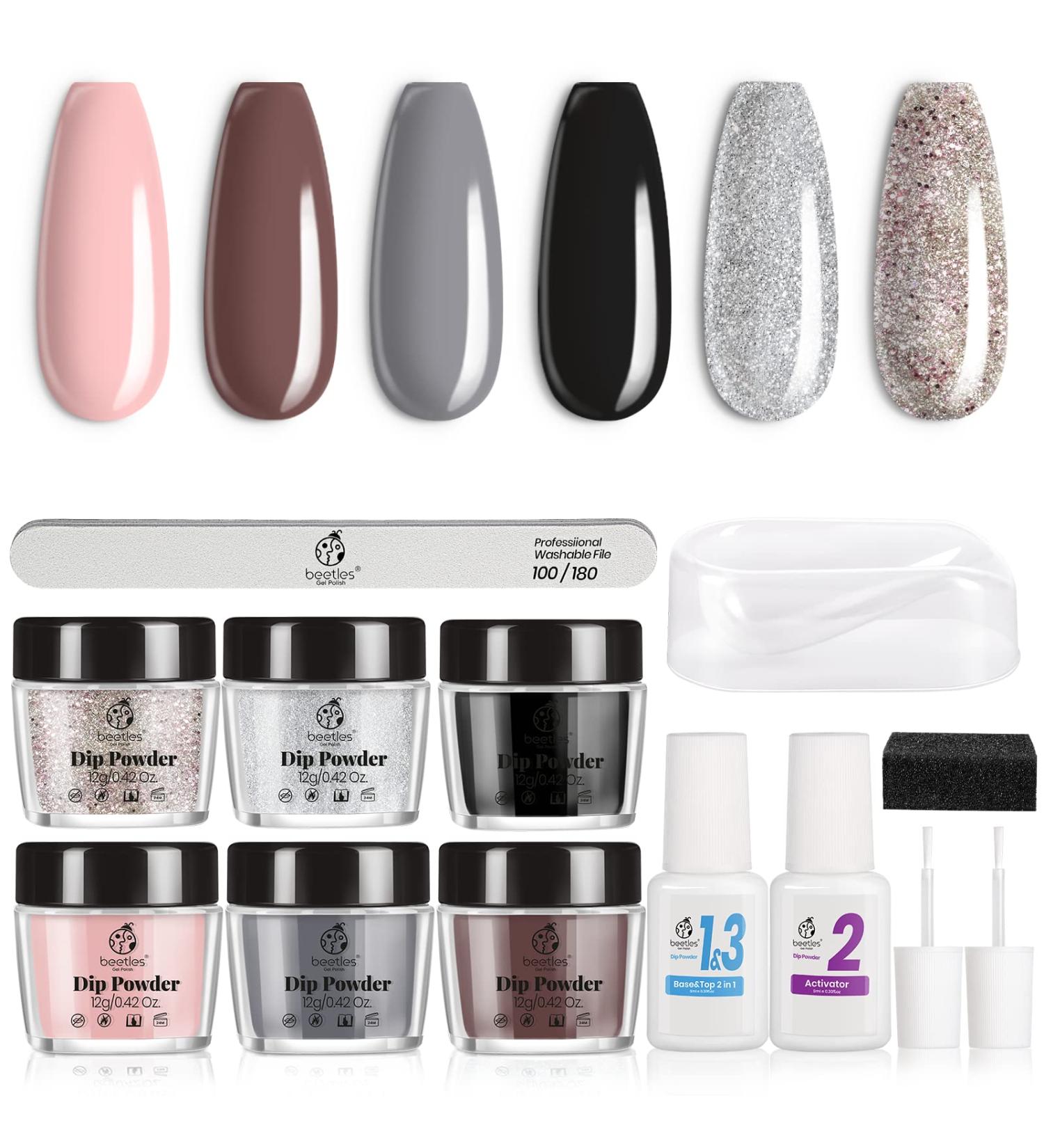 Beetles Dipping Powder Nail Starter Kit - 6 Color Set for French Manicure - Nail Art Kit with Essential Tools - Withering Rose II - Buy Online on SooperMarket.com