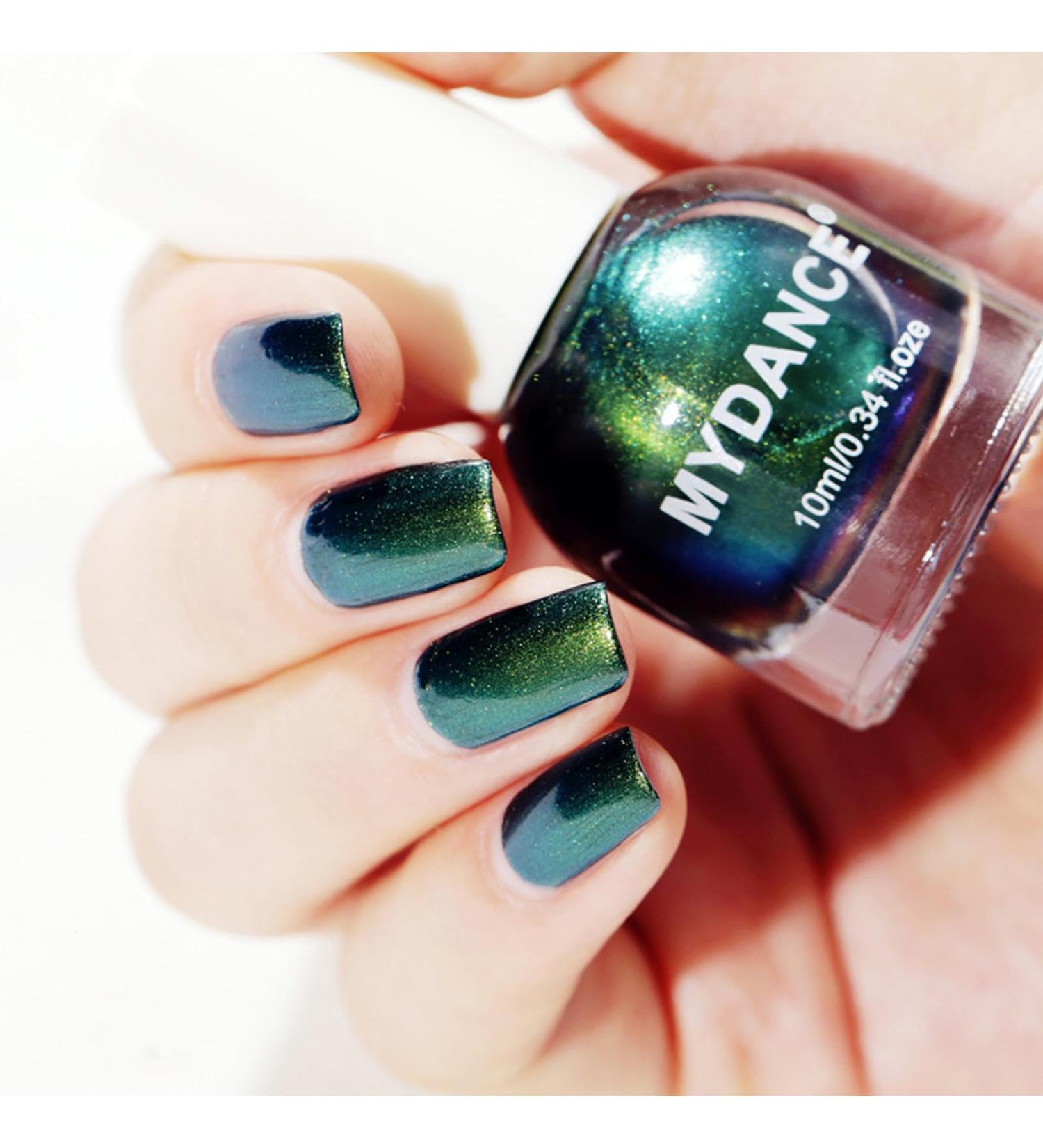 Chameleon Nail Polish - Holographic Glitter Nail Polish - Shimmer Chrome Nail Art Varnish - Quick Dry Nail Varnish - Long-lasting Nail Polish for Manicure DIY at Home - No Need Baking green - Buy Online on SooperMarket.com
