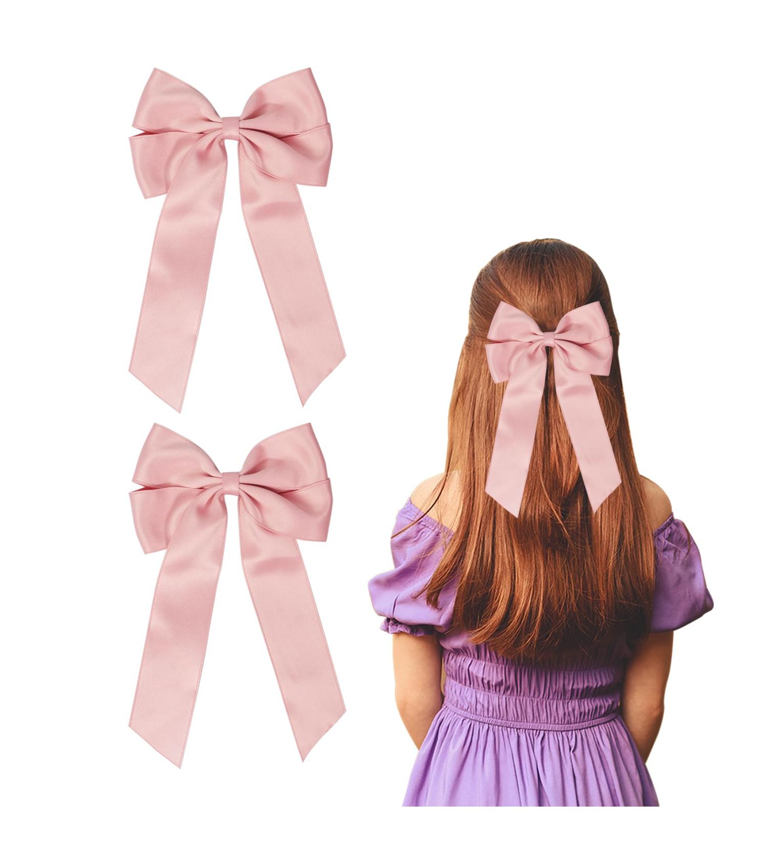 2 Pack Bow Hair Clips Pink Hair Bows for Women Girls Large Bow Clips Hair Barrette Hair Accessories - Buy Online on SooperMarket.com