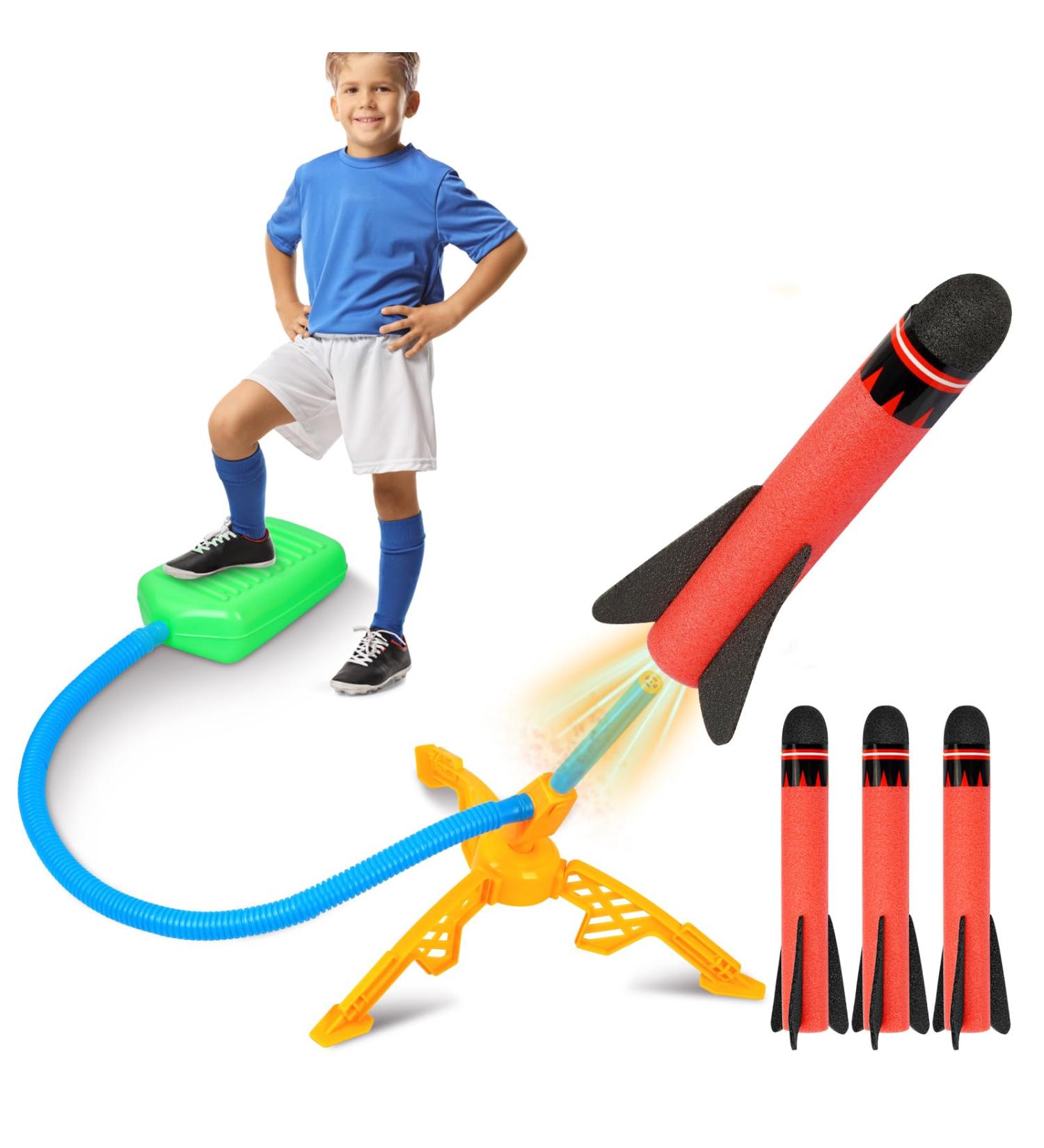 Rocket Toy Foot Pump - Outdoor Foam Rocket Set with 3 Rockets | Perfect Gifts for Boys & Girls - Buy Online on SooperMarket.com