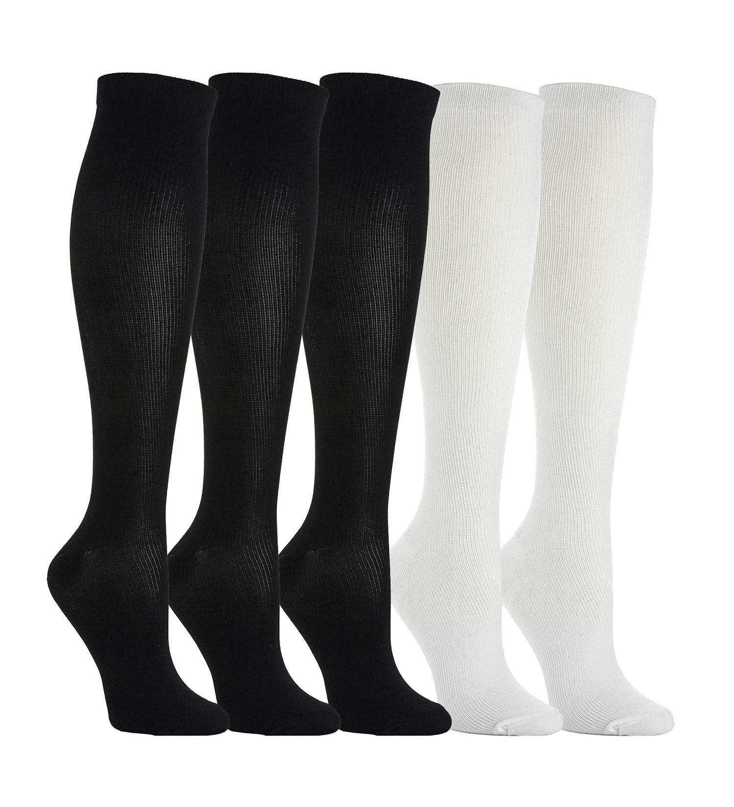 Buy Weekend Peninsula Compression Stockings | 5 Pairs Knee Socks for Men & Women - Sports Travel Medical Relief (L-XL) - Black & White - Buy Online on SooperMarket.com