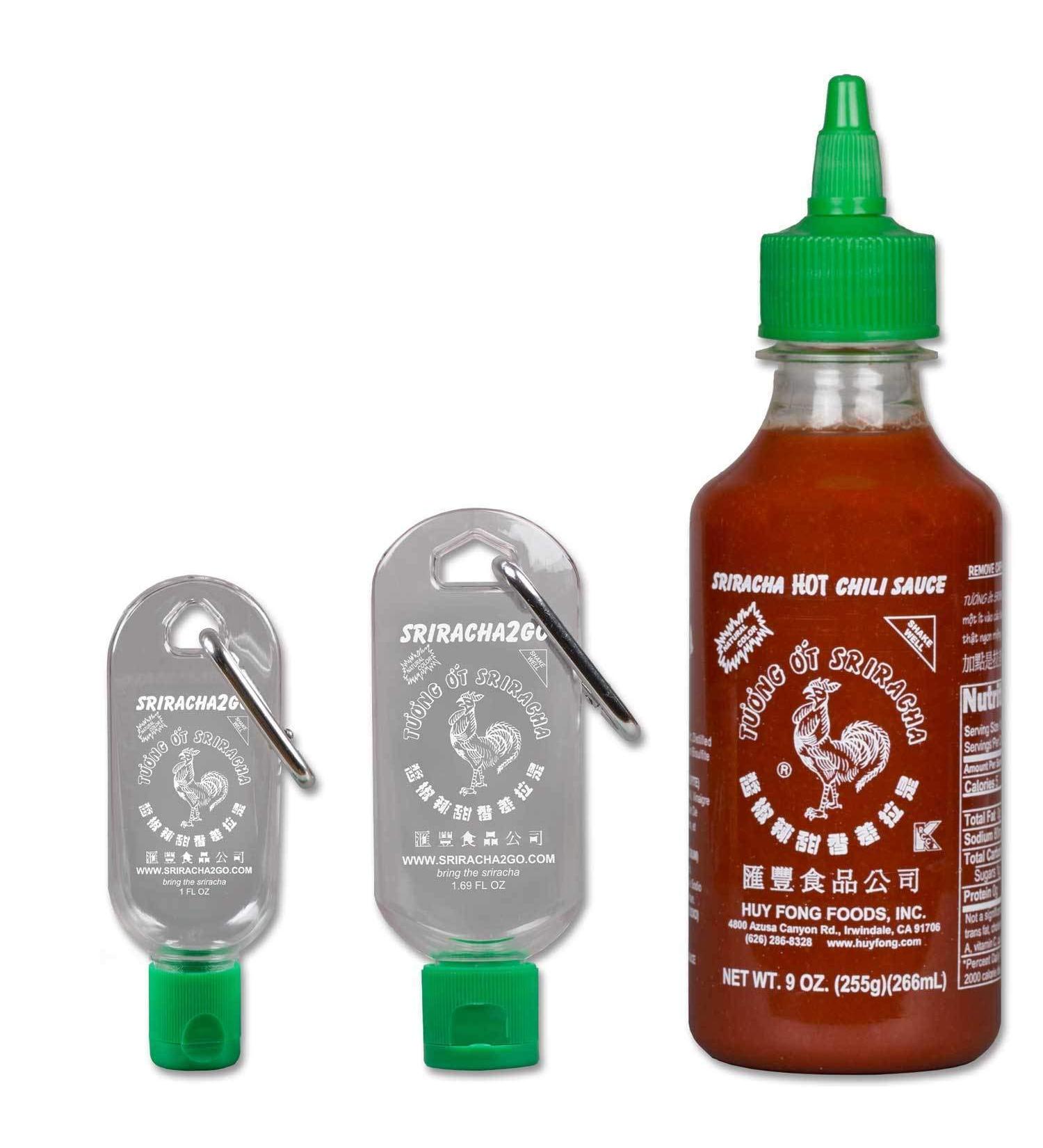Sriracha Keychain Gift Pack - 9oz Sriracha + 1oz & 1.7oz Keychains | Spicy Hot Sauce on-the-go - Buy Online on SooperMarket.com