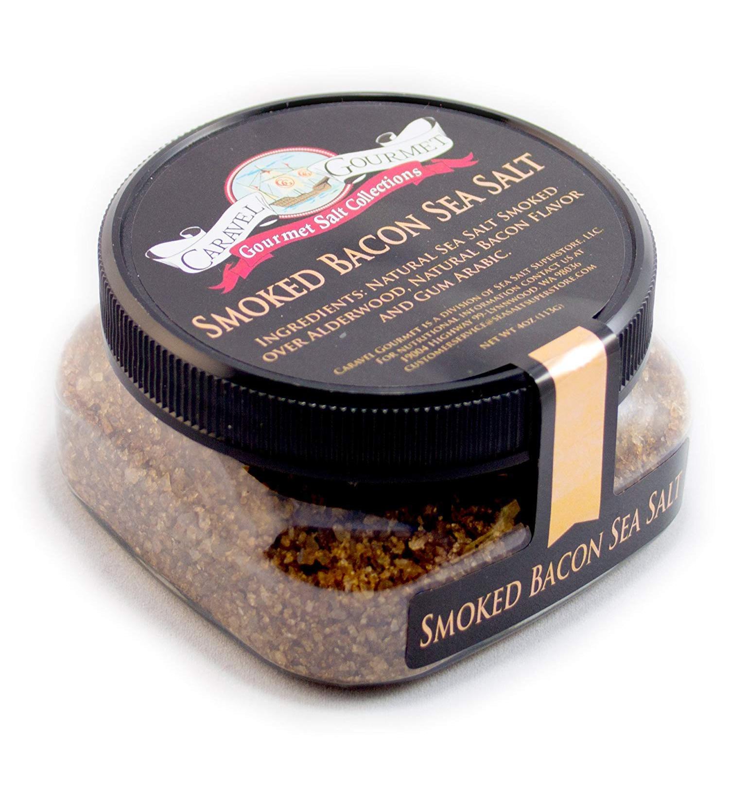 Smoked Bacon Fine Sea Salt - All-Natural, Gluten-Free, Non-GMO, No MSG - 4 oz. Stackable Jar - Perfect Smoky Flavor for Cooking or Finishing - Buy Online on SooperMarket.com