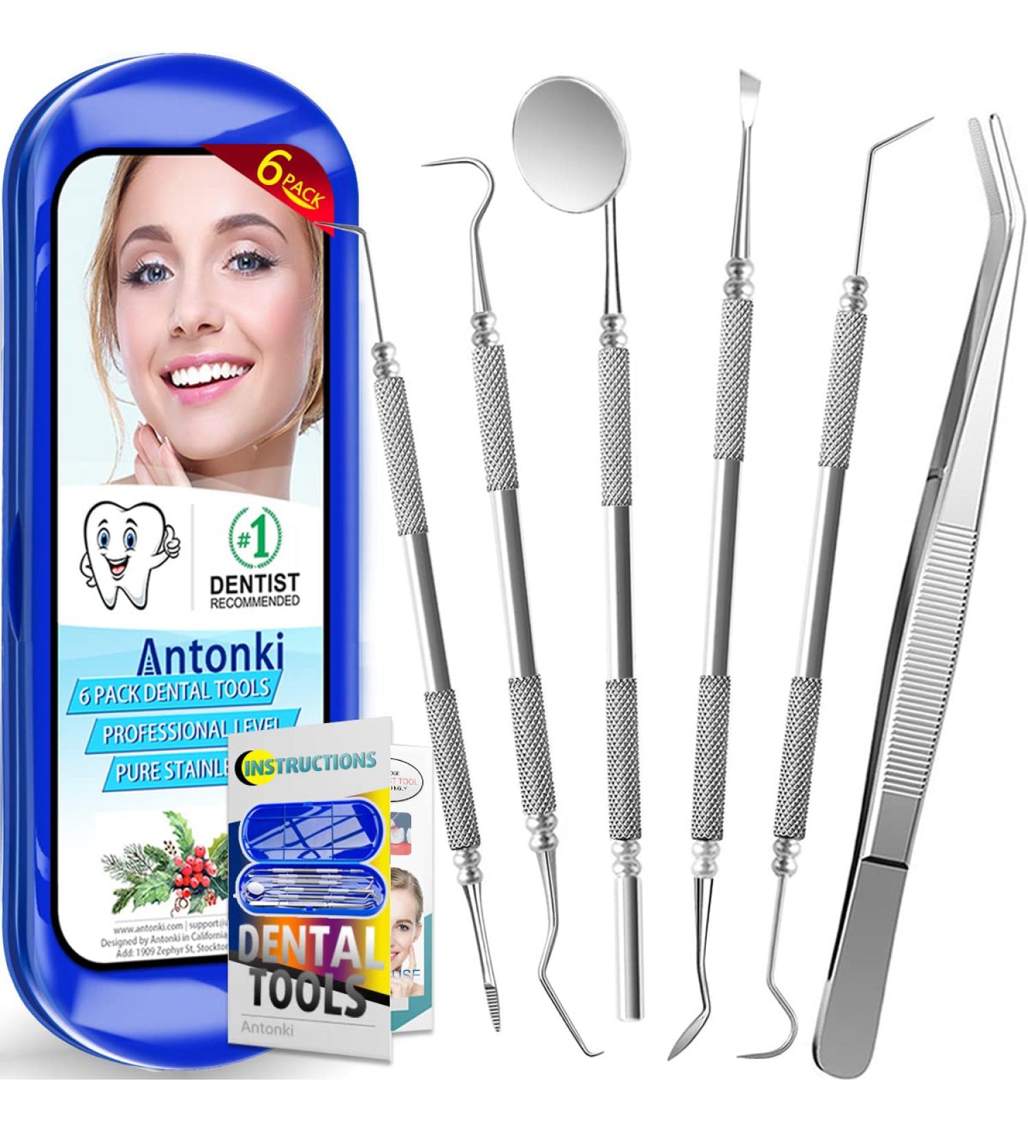 Dental Hygiene Oral Care Kit - Professional Teeth Cleaning Tools | Stainless Steel Dental Tools for Plaque and Tartar Removal | Includes Plaque Remover, Tartar Scraper, Tooth Scaler, Dental Pick - Sea Blue - Buy Online on SooperMarket.com