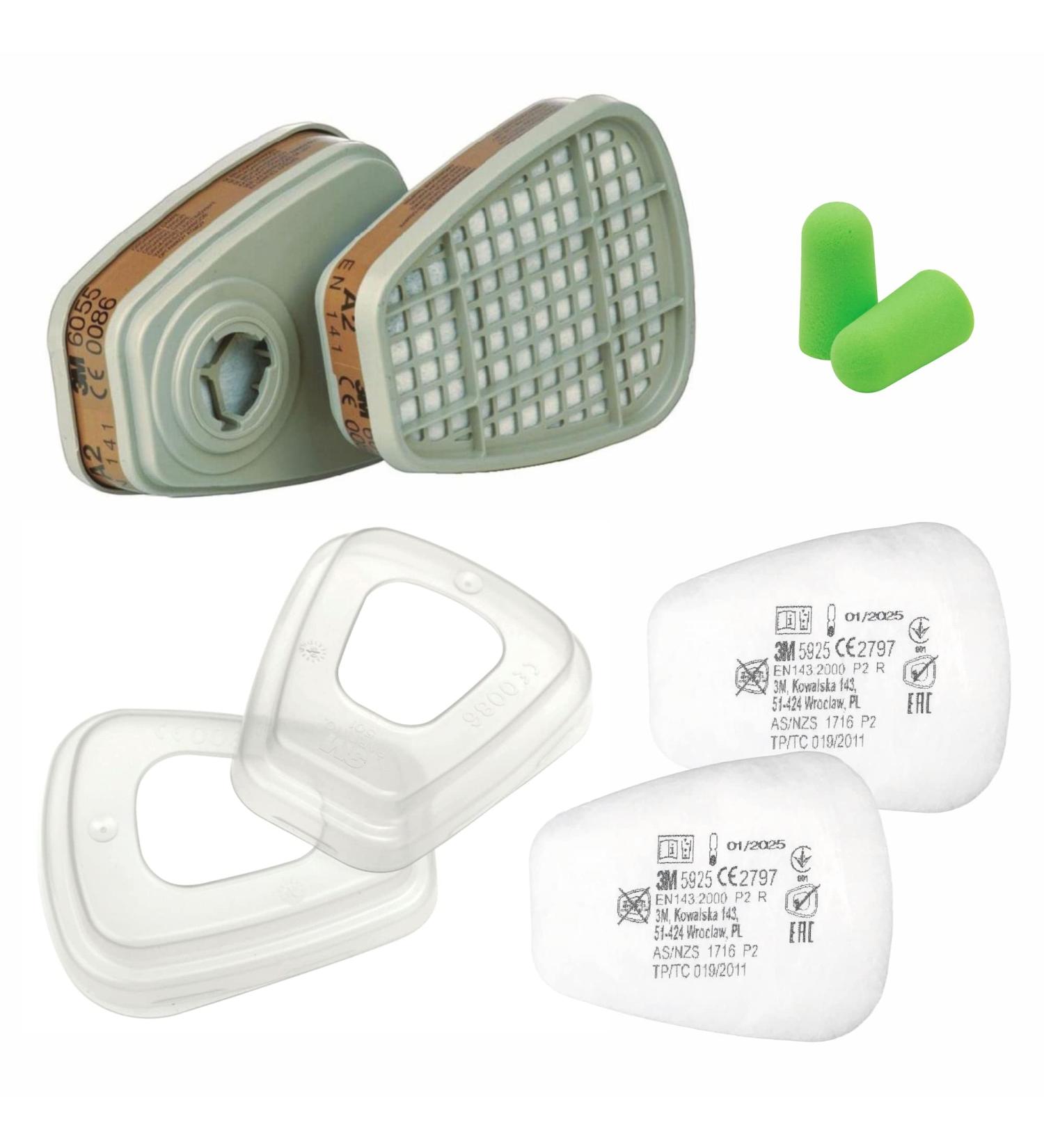 Buy 3M 6055 A2 Organic Vapor Filters & 3M 501 Lid + 5925 P2 Filters & Hearing Protection | International Shipping Available - Buy Online on SooperMarket.com