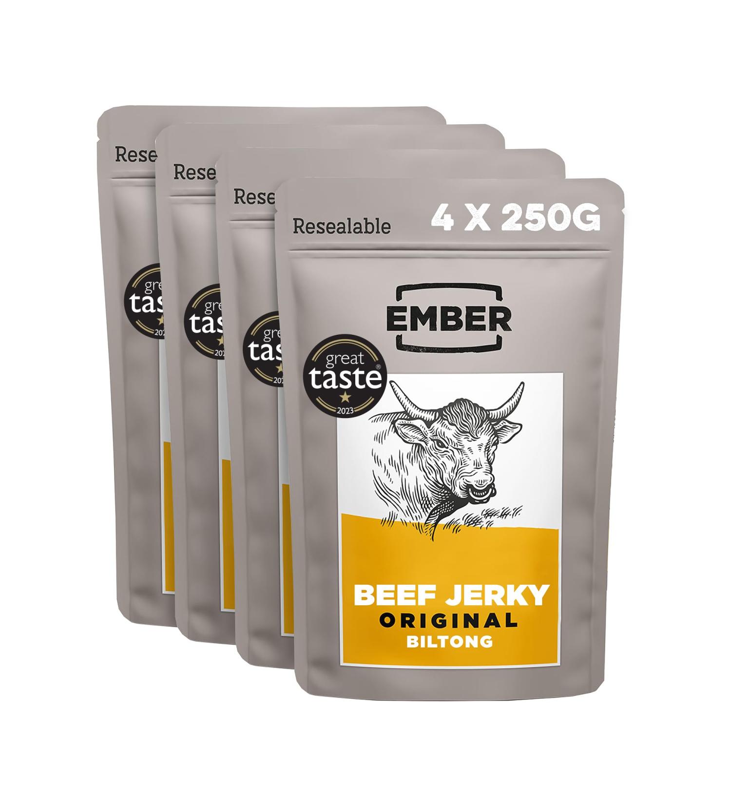 Ember Snacks Biltong Beef Jerky 250g - Low-Calorie High-Protein Snack from British & Irish Beef - Best for On-the-Go - Buy Online on SooperMarket.com