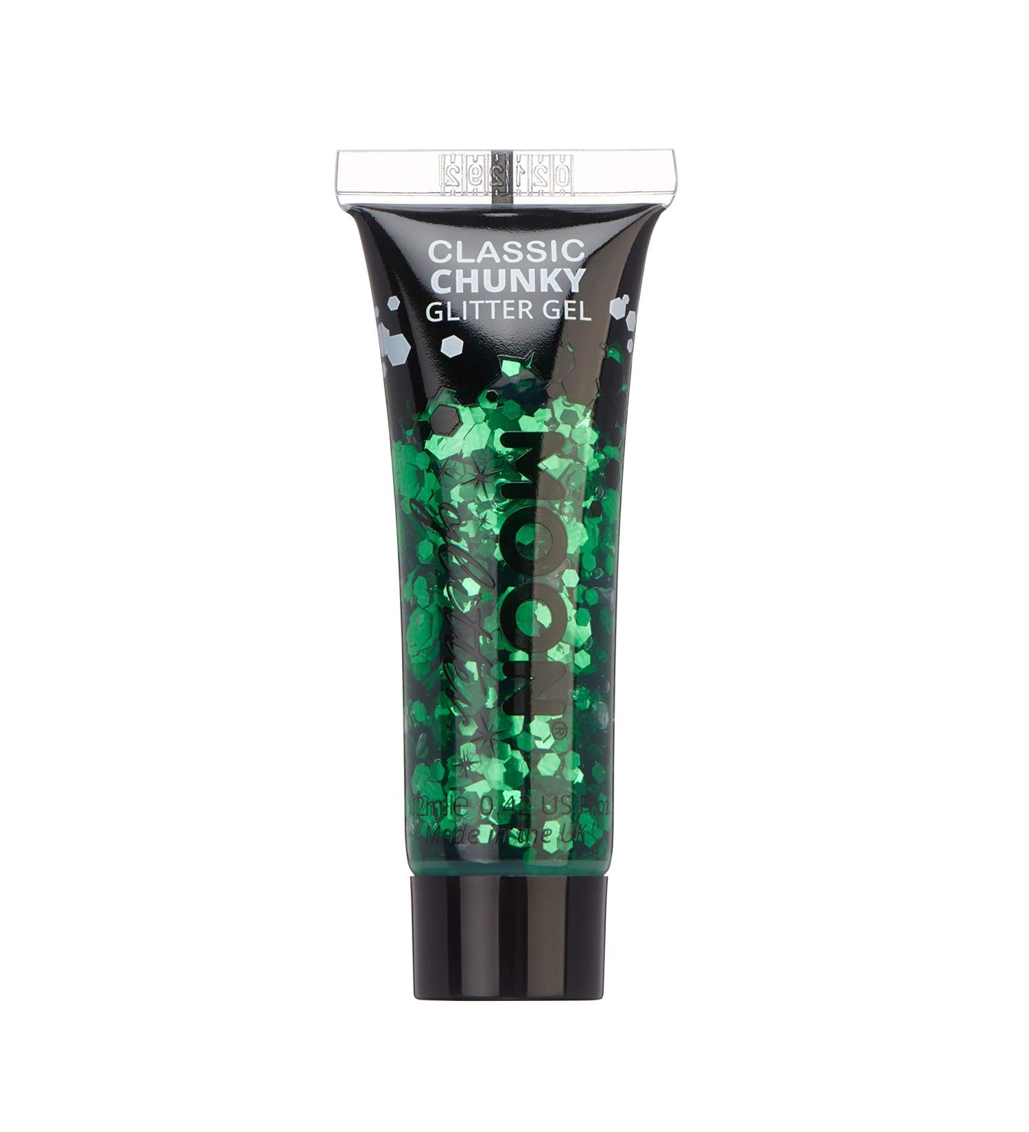 Chunky Green Glitter Gel by Moon Glitter - Cosmetic Festival Face & Body Paint - 12ml - Buy Online on SooperMarket.com