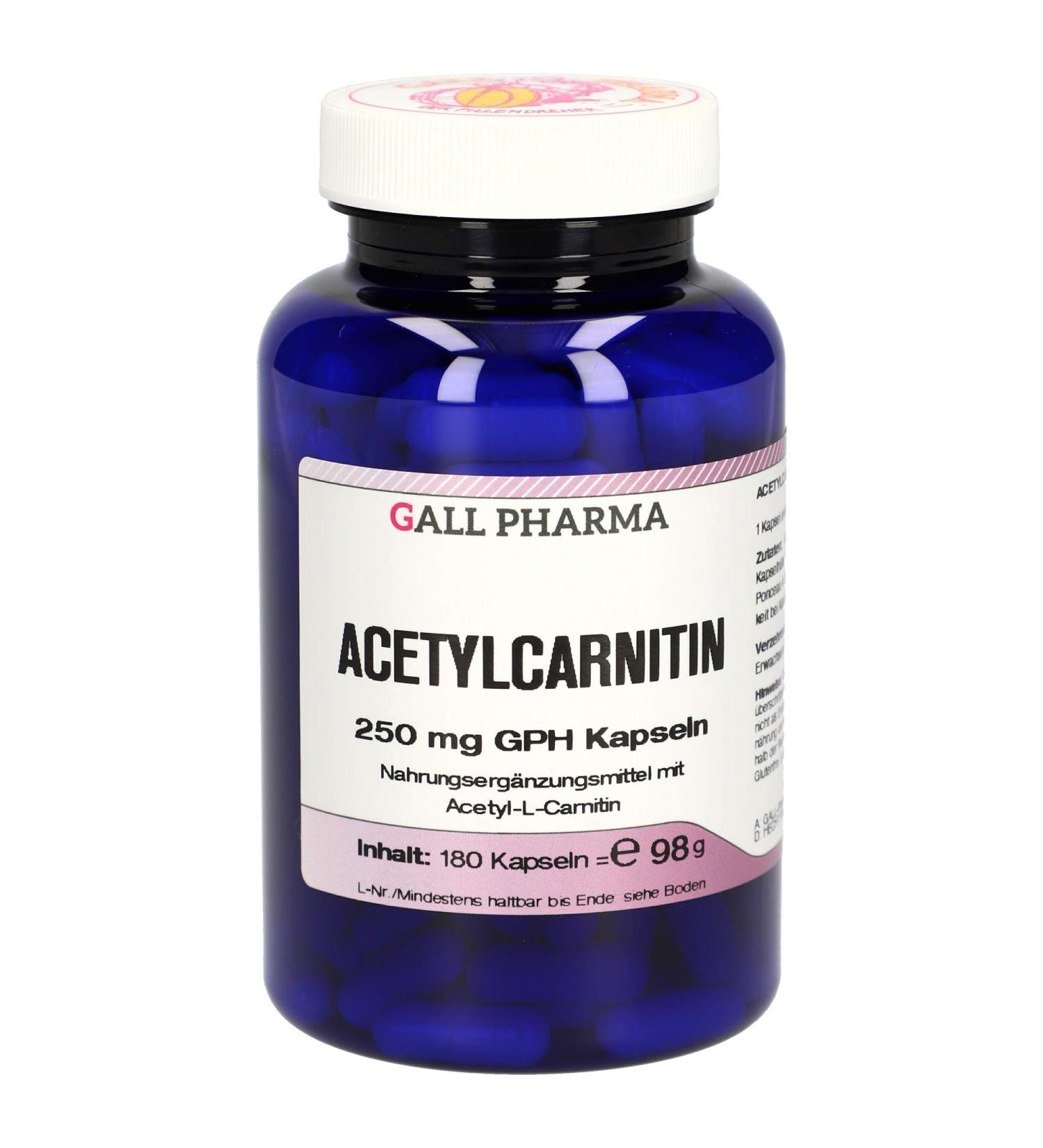 Buy Gall Pharma Acetylcarnitine 250 mg Capsules - 180 Pieces | International Shipping Available - Buy Online on SooperMarket.com