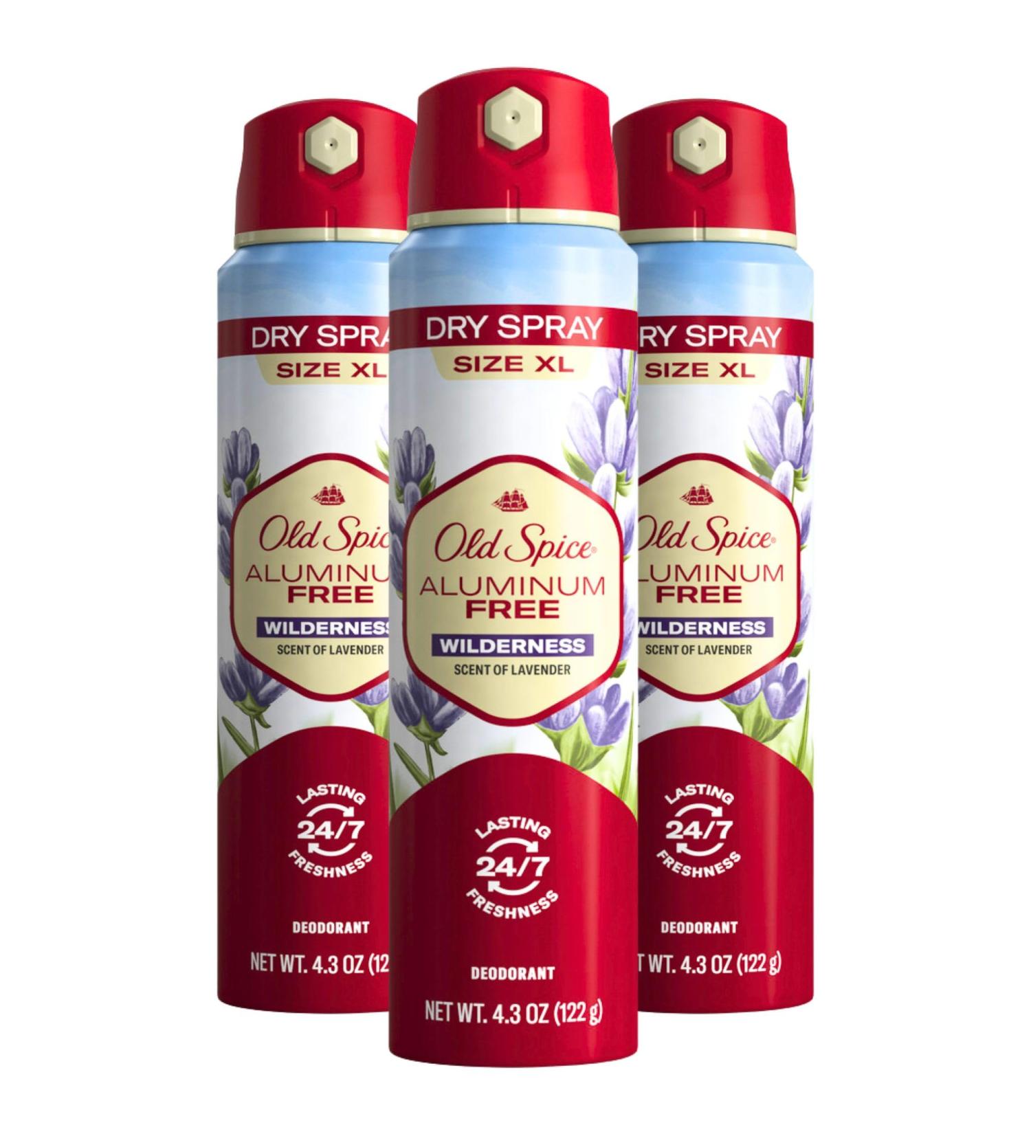 Old Spice Aluminum Free Dry Spray Men's Deodorant 24/7 Odor Protection Wilderness Scent of Lavender 4.3oz (Pack of 3) - Buy Online on SooperMarket.com