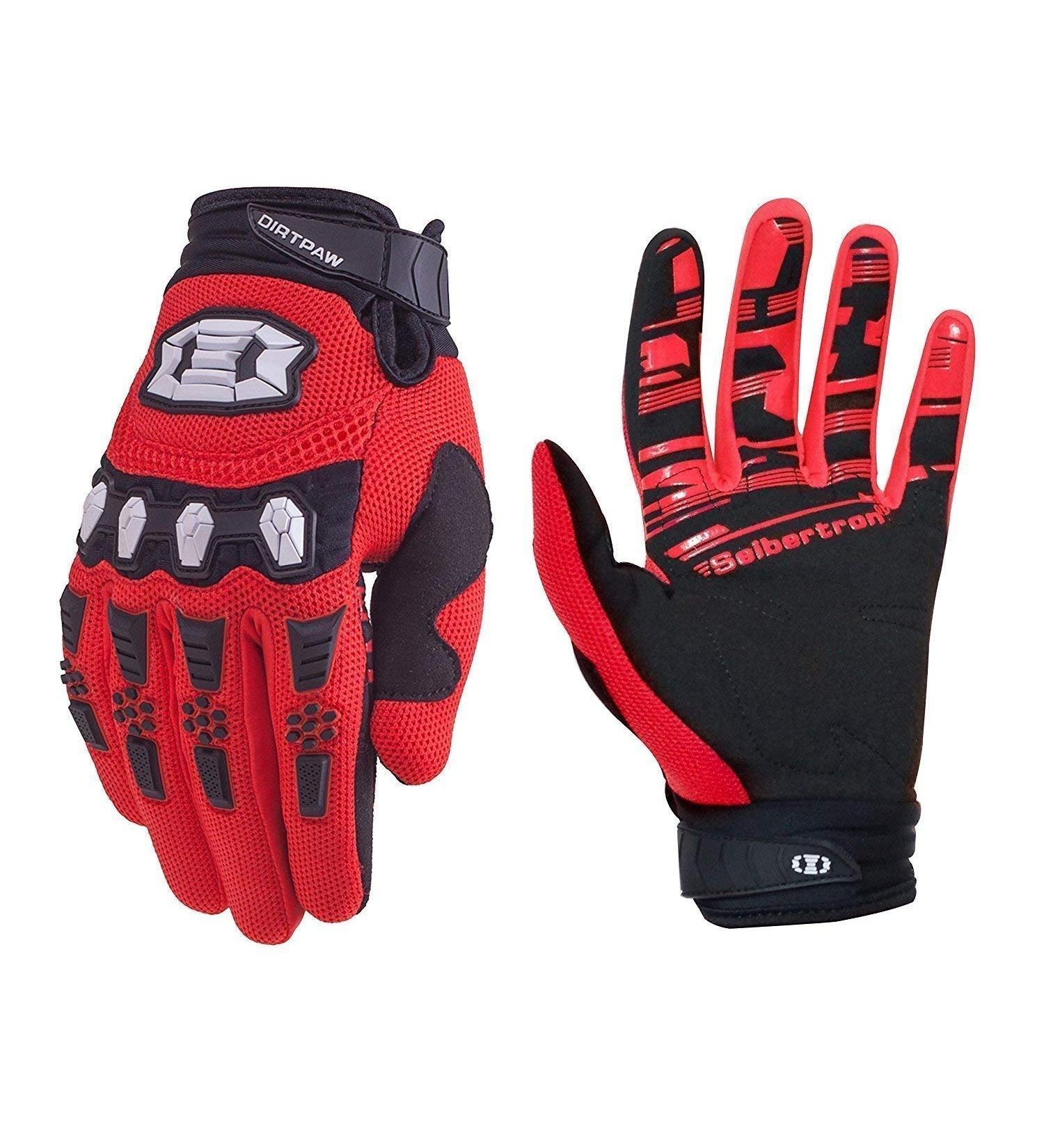 Seibertron Dirtpaw Touch Screen Gloves for Kids & Adults - BMX MX MTB Cycling Gloves - Red Racing Gloves for Motocross & ATV - Buy Online on SooperMarket.com