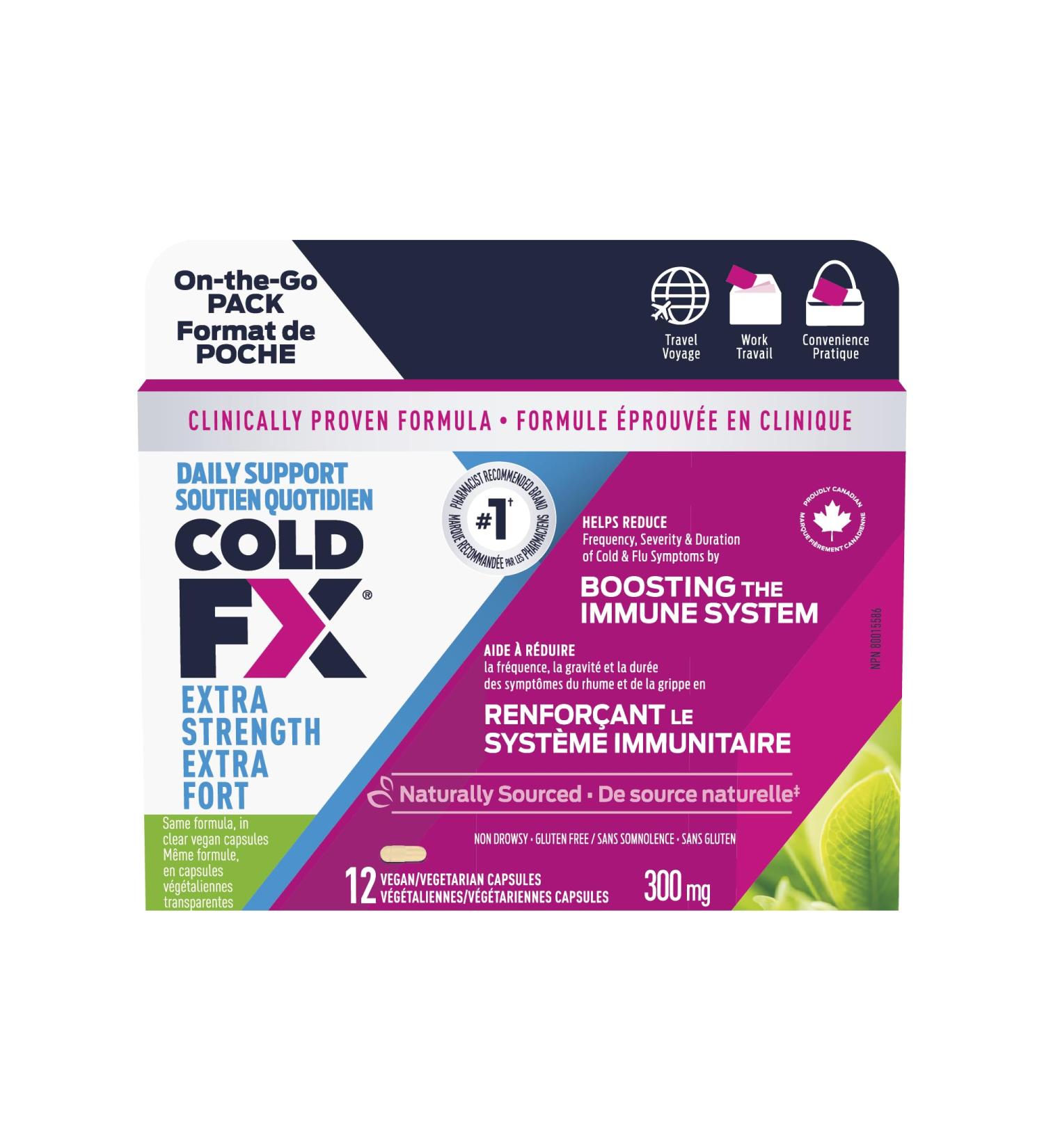 COLD-FX Extra Strength Ginseng Extract Reduce Chance Cold and Flu Support Immune System - 12 Vegan Capsules - Buy Online on SooperMarket.com
