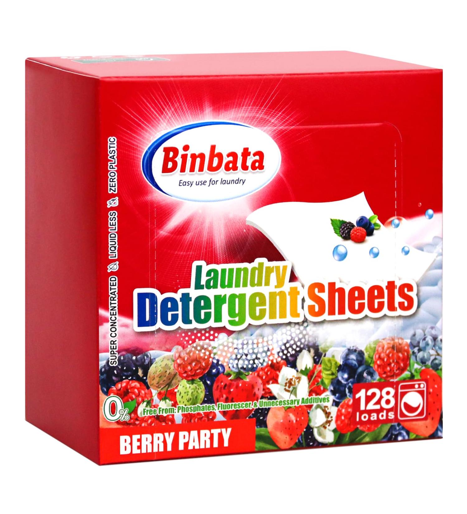 Eco-Friendly Laundry Detergent Sheets - 128 Loads Hypoallergenic Berry Scent Biodegradable & Plastic-Free - Buy Online on SooperMarket.com