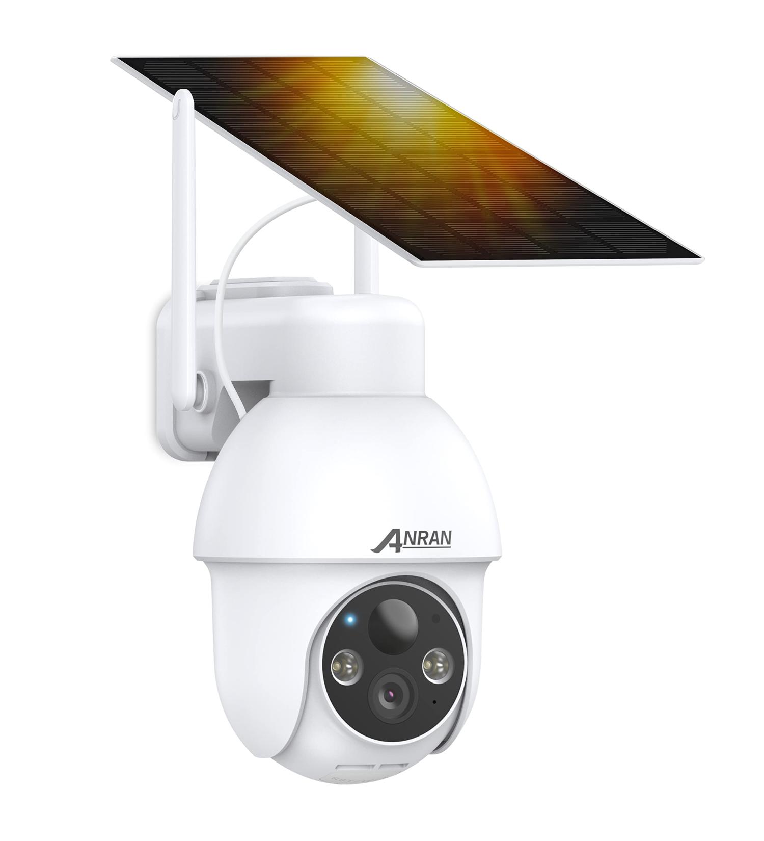 ANRAN 2K Wireless Solar Security Camera | 360 View, Smart Siren, Spotlights | Color Night Vision, AI Human Detection | 2-Way Talk, Alexa Compatible | Q3 White - 3MP - Buy Online on SooperMarket.com