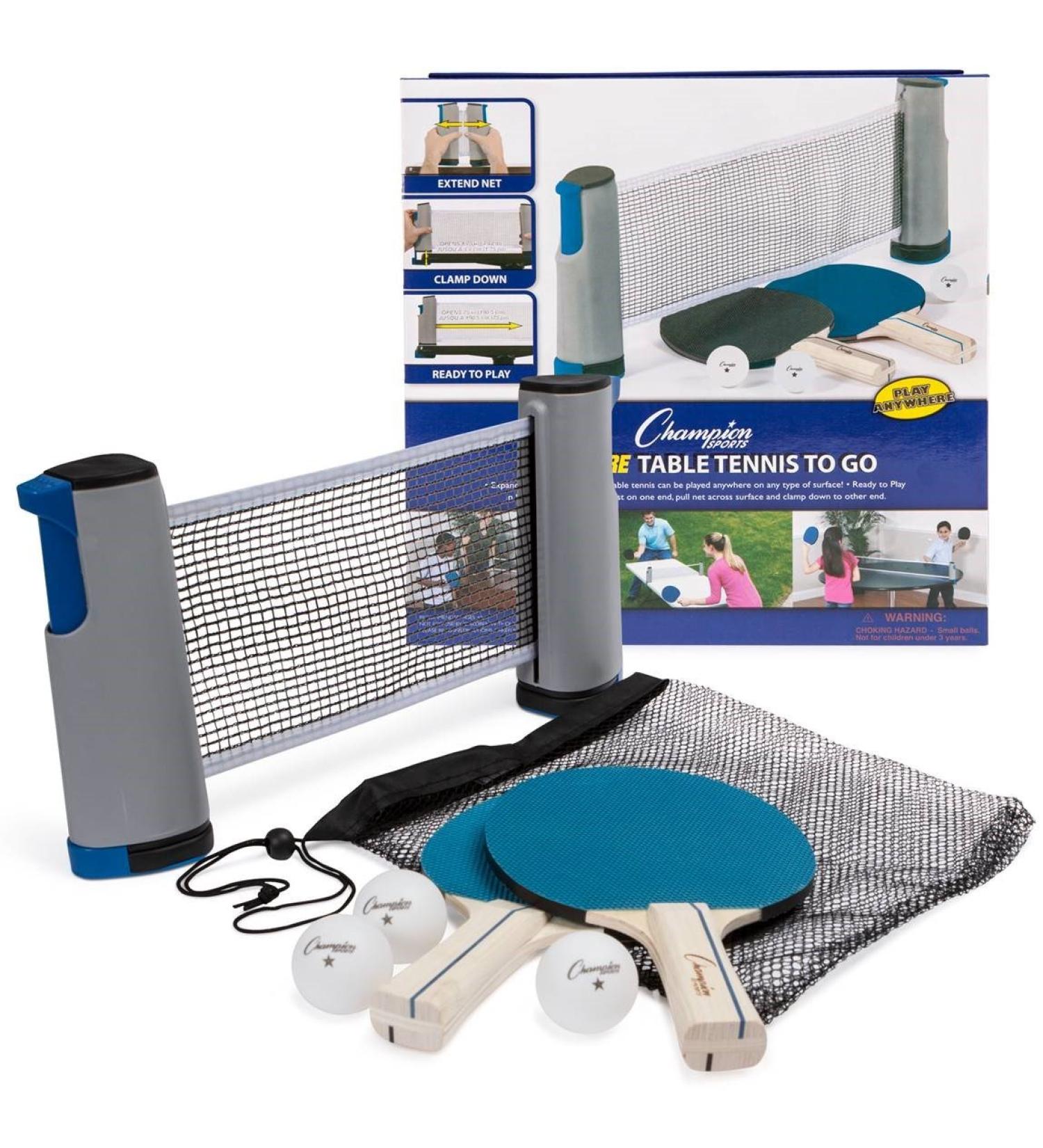 Champion Sports Table Tennis Set with Paddles, Balls, Portable Net & Post - On-The-Go Kit - Buy Online on SooperMarket.com