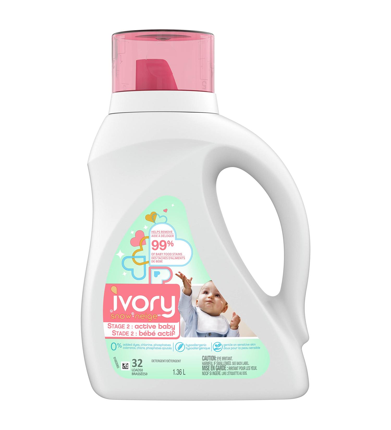 Ivory Snow Stage 2: Active baby Liquid Laundry Detergent 32 Loads 1.36 Liter - Buy Online on SooperMarket.com
