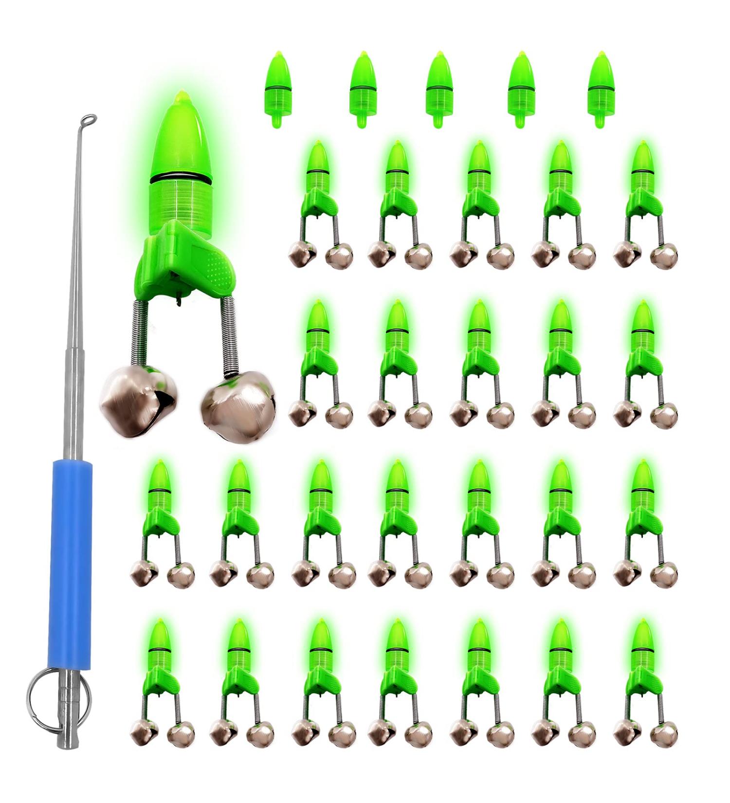 LIUMAYAS 55PCS Fishing Bells LED Night Fishing Rod Bait Alarm Bell | Dual Ring Bells for Bite Alert at Night - Buy Online on SooperMarket.com