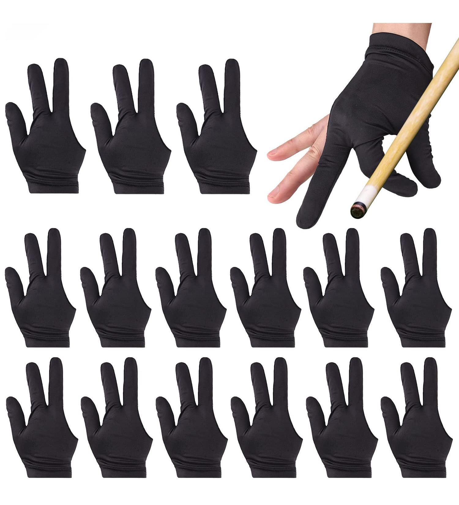 TOBWOLF 20PCS Pool Gloves - Nylon 3 Fingers Billiard Gloves for Left & Right Hand - Breathable Elastic Cue Gloves for Men and Women - Buy Online on SooperMarket.com