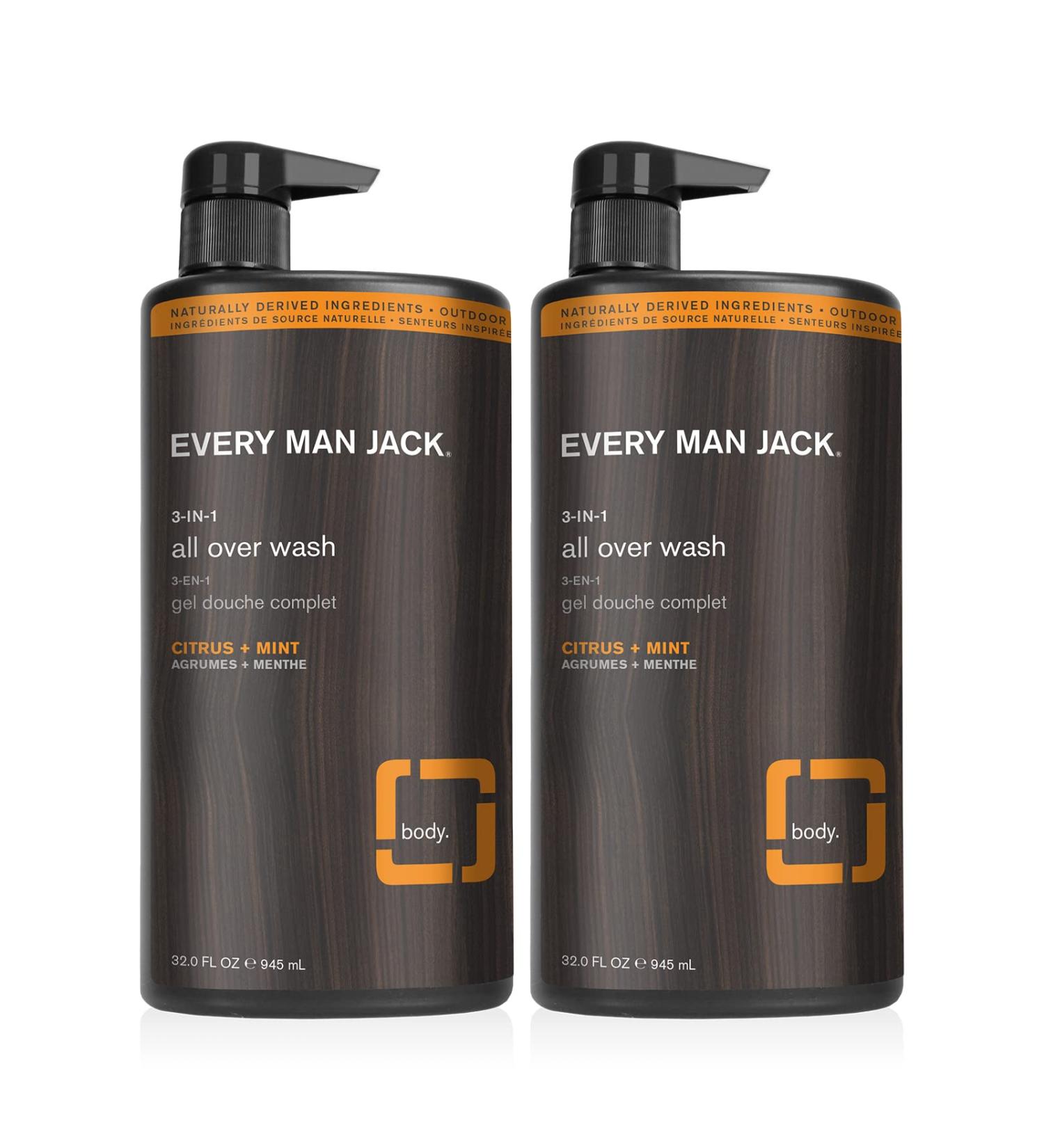 Every Man Jack Men s 3-in-1 All Over Wash - Soy Proteins, Aloe, Citrus + Mint Scent - 32 fl. oz - Buy Online on SooperMarket.com