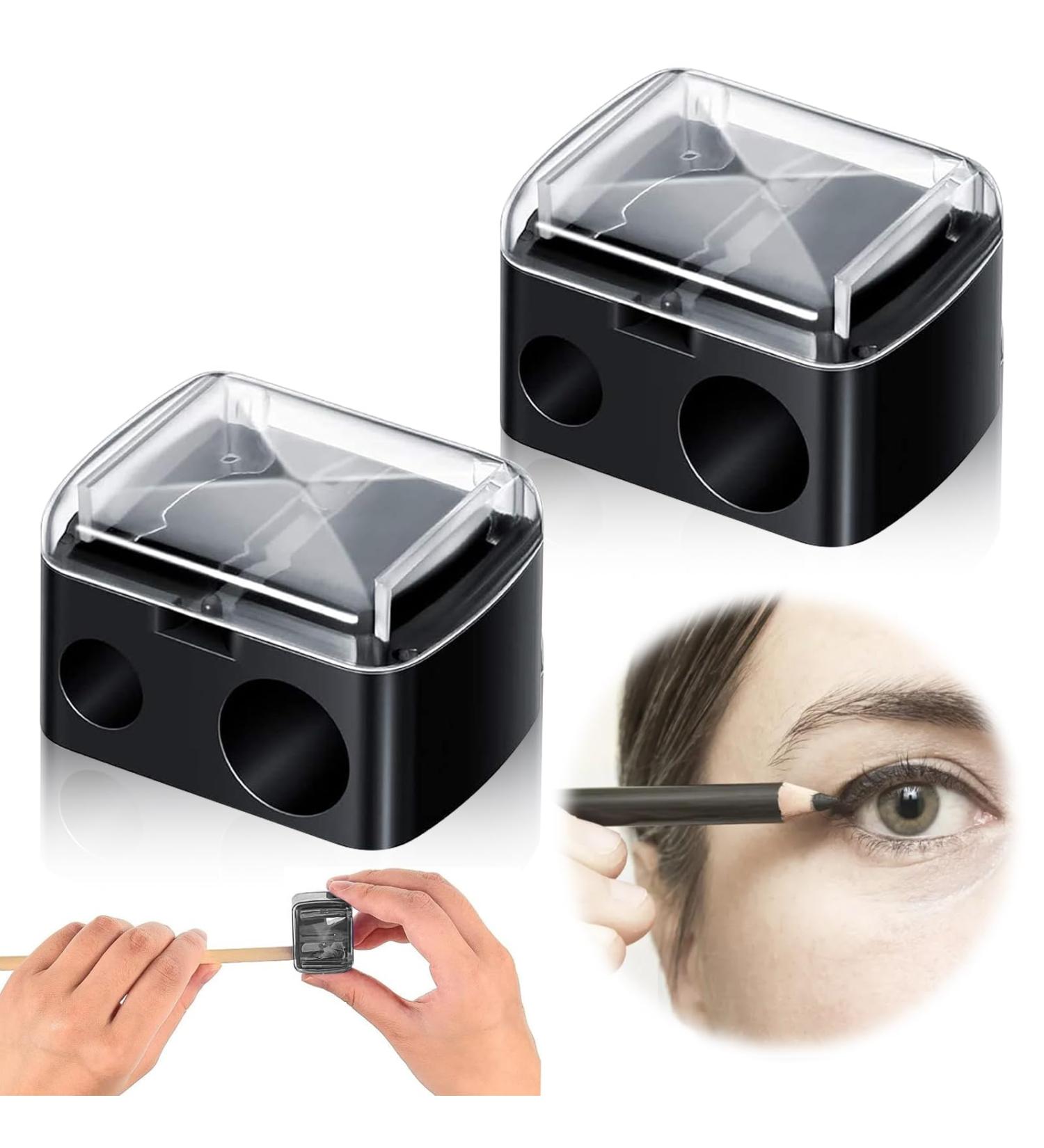 Universal Dual Eyeliner Sharpener Makeup 2 Pieces 2 Holes Dual Sharpener Eye Makeup Pencil Sharpener for Big & Small Sized Eye Pencil Sharpeners Eyebrow Pencil Sharpener Lip Liner Sharpener - Buy Online on SooperMarket.com