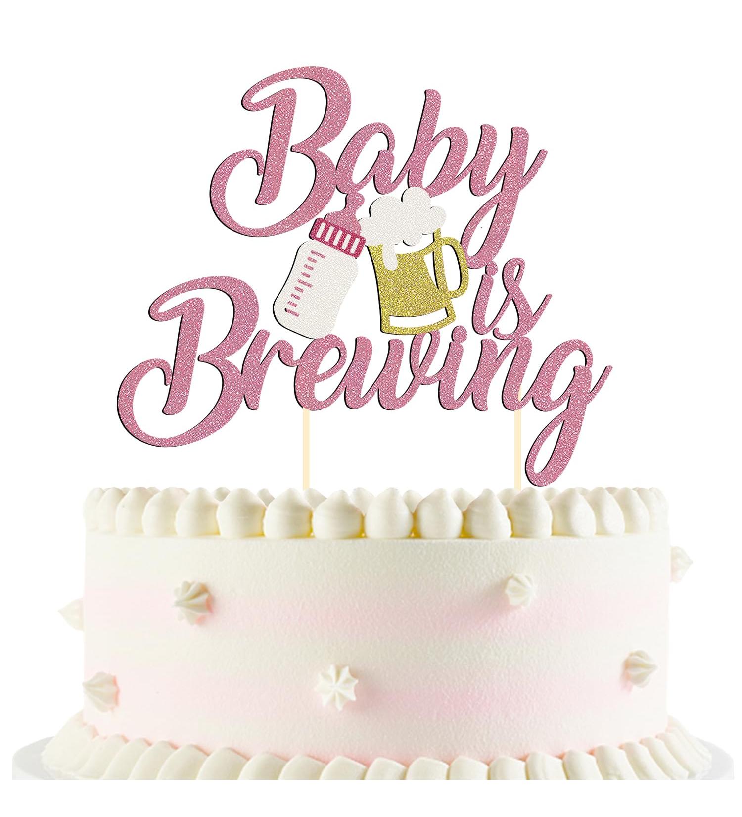 1 Pack Glitter Baby is Brewing Cake Topper for Beer Themed Baby Shower Decoration Beer Baby Gender Reveal Decoration (Pink baby) - Buy Online on SooperMarket.com